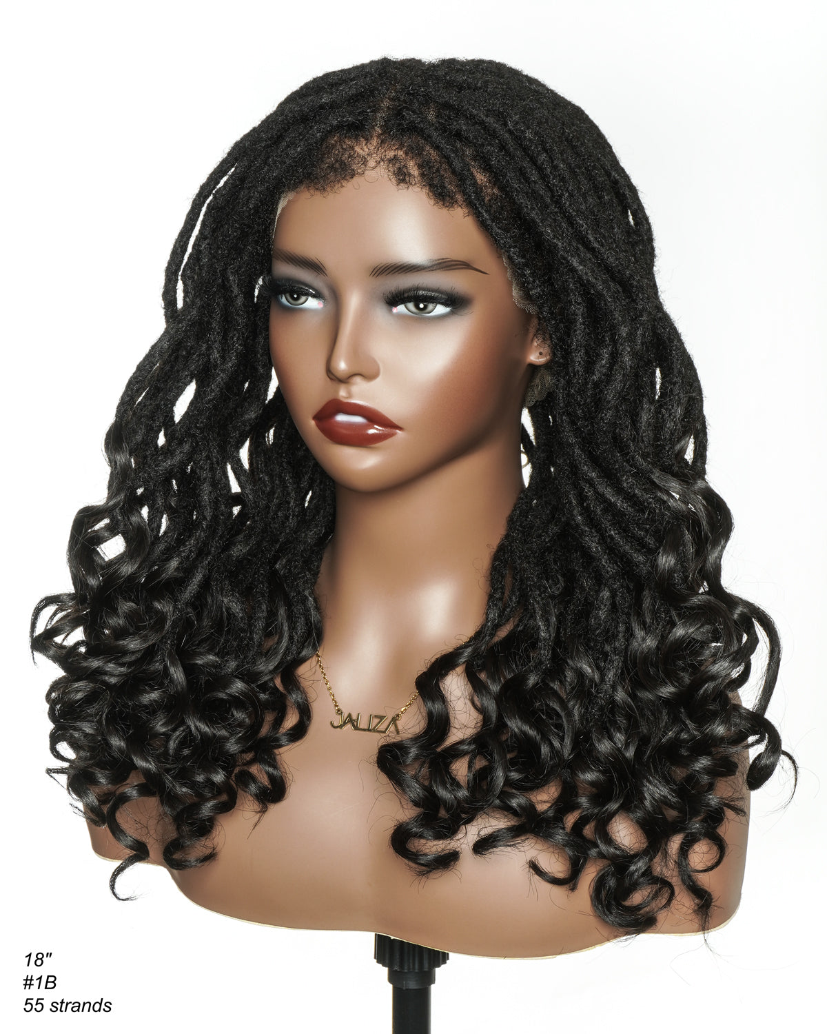 18" 100% Human Hair Pre Bleached HD Full Lace Locs Wig With Curly Ends