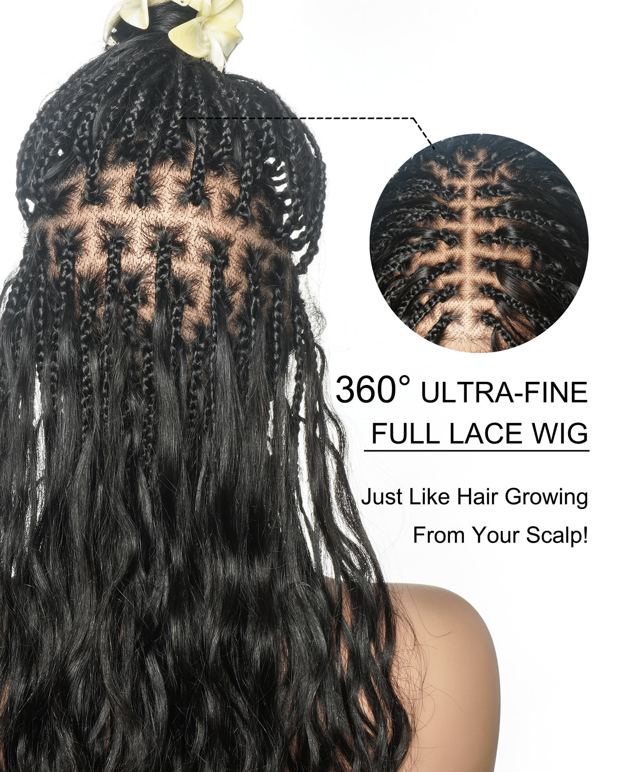 Michelle - 26" 100% Virgin Human Hair HD Pre Bleached Full Lace Bora Bora Body Wave Boho Box Braided Wig
