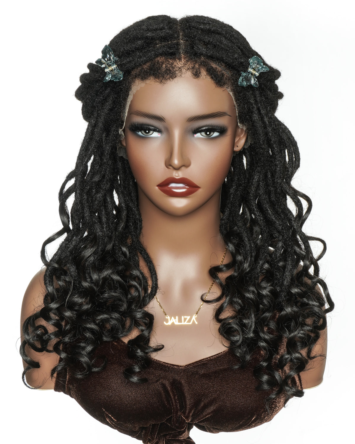 18" 100% Human Hair Pre Bleached HD Full Lace Locs Wig With Curly Ends