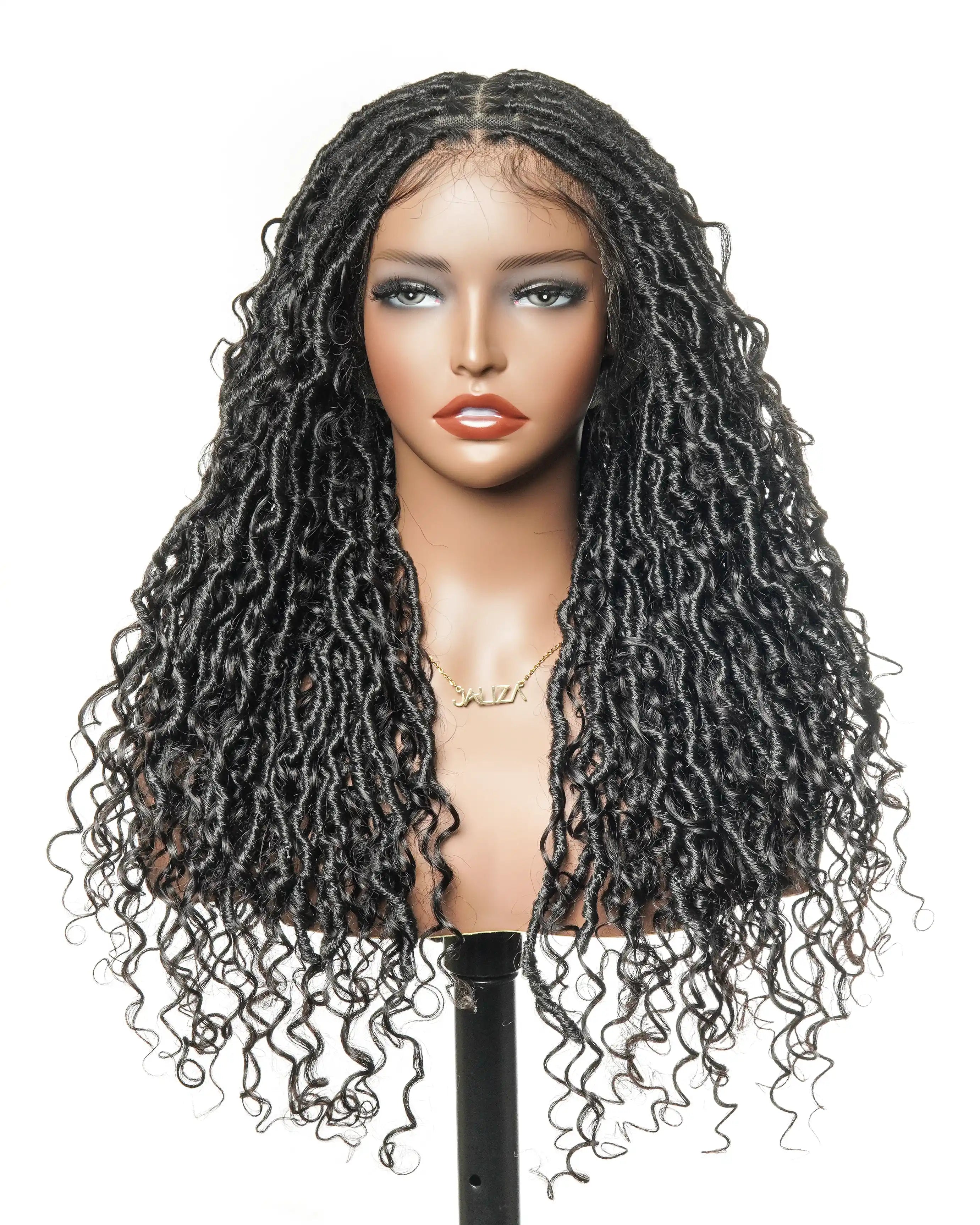 High Density Salon-level Human Hair Curls HD Full Lace Boho Locs Wig 100 Strands With Flat Roots