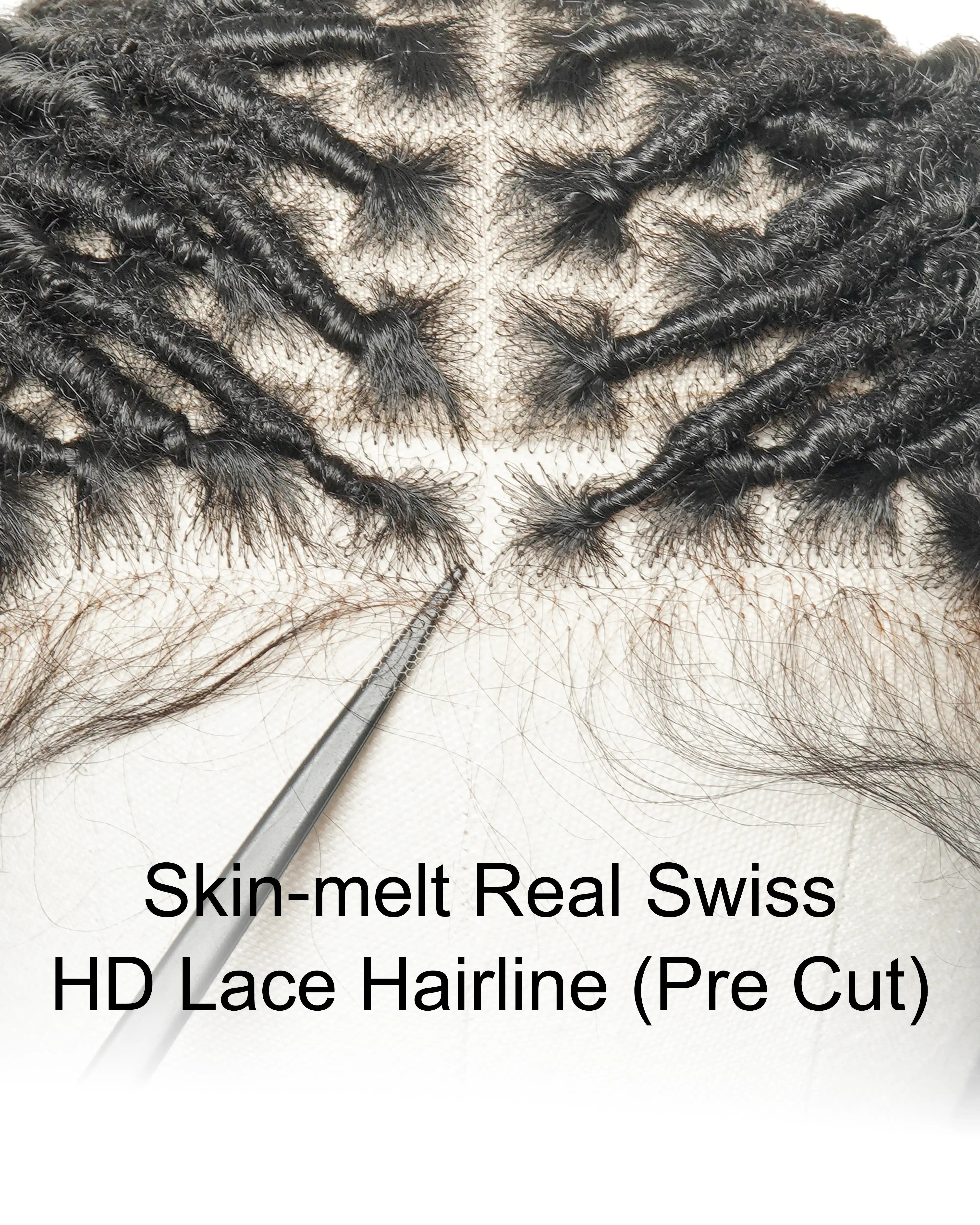High Density Salon-level Human Hair Curls HD Full Lace Boho Locs Wig 100 Strands With Flat Roots