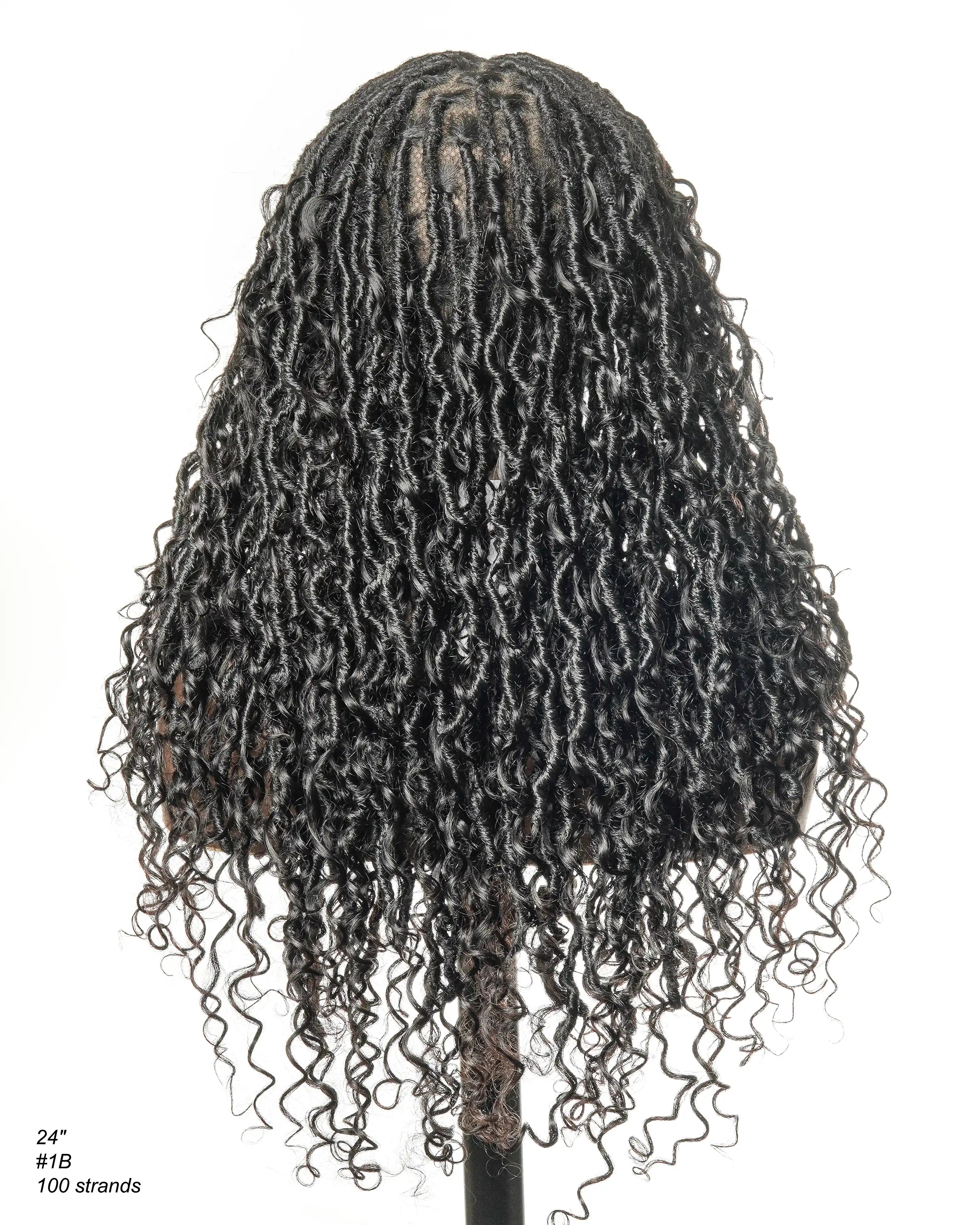 High Density Salon-level Human Hair Curls HD Full Lace Boho Locs Wig 100 Strands With Flat Roots