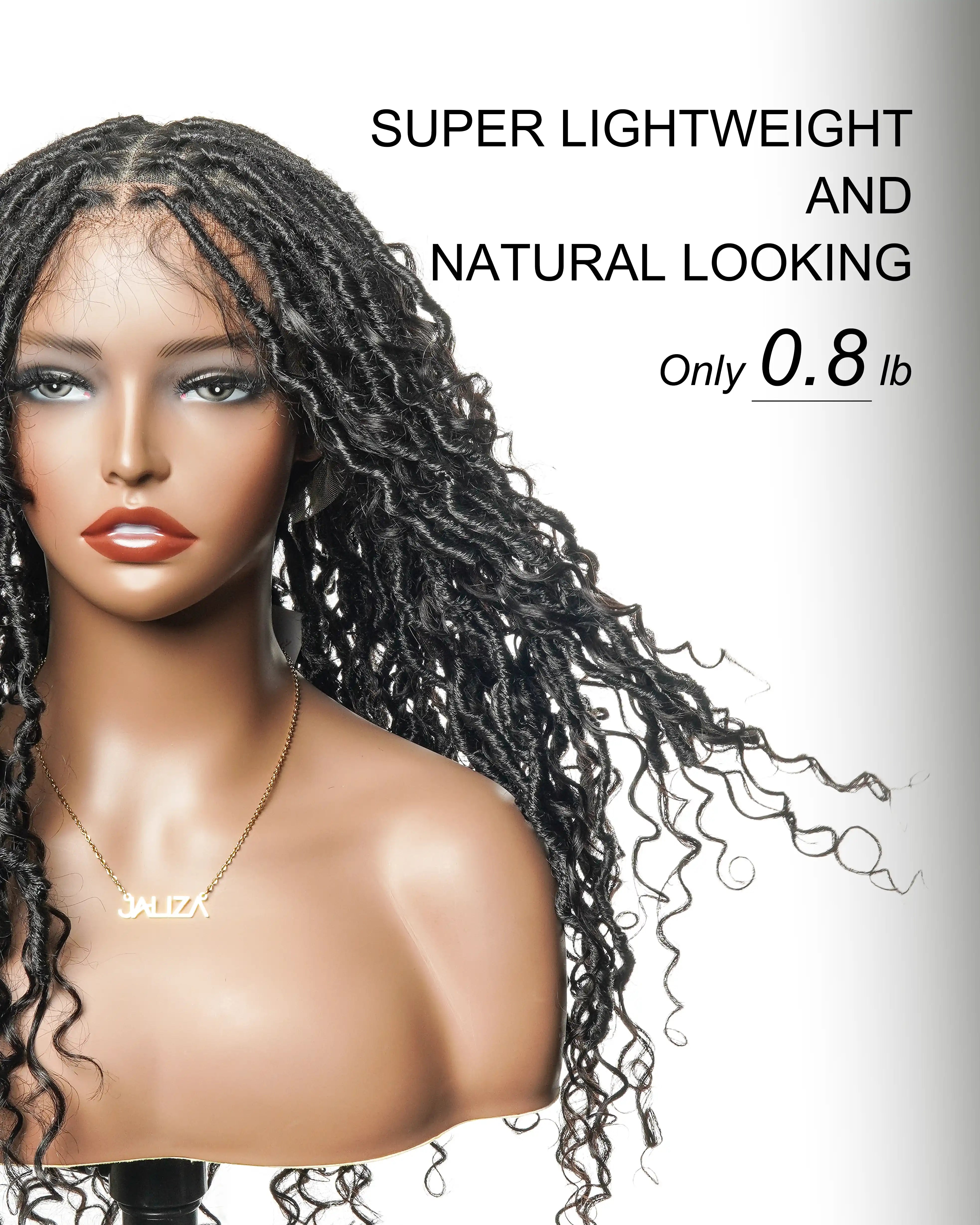 High Density Salon-level Human Hair Curls HD Full Lace Boho Locs Wig 100 Strands With Flat Roots