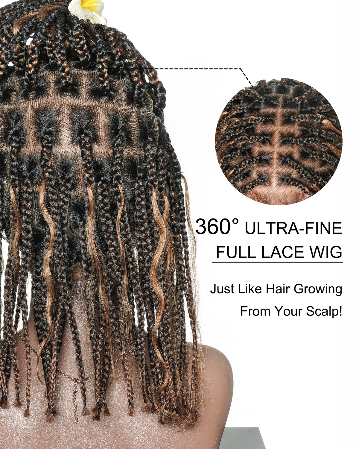 12" Pre Bleached Full Lace Boho Box Braided Wig