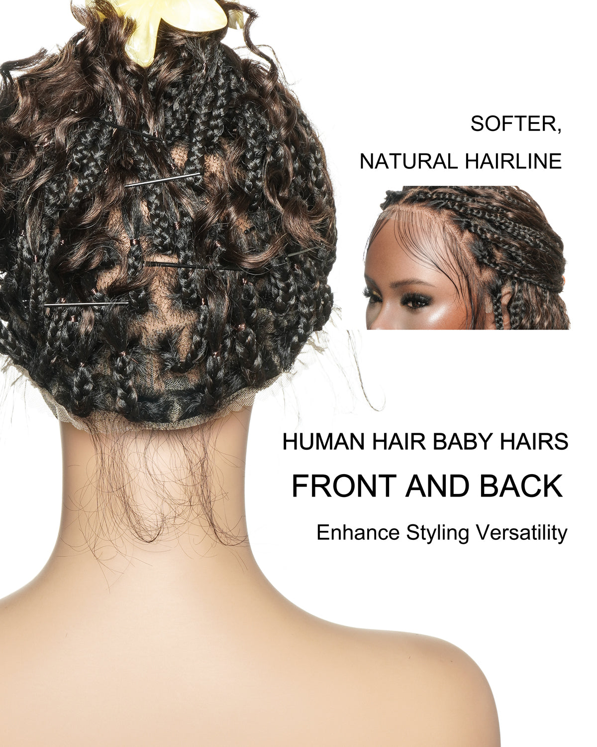 Kiki - 12" Pre Bleached HD Full Lace Bob Boho Box Braided Wig With Human Hair Boho Curls