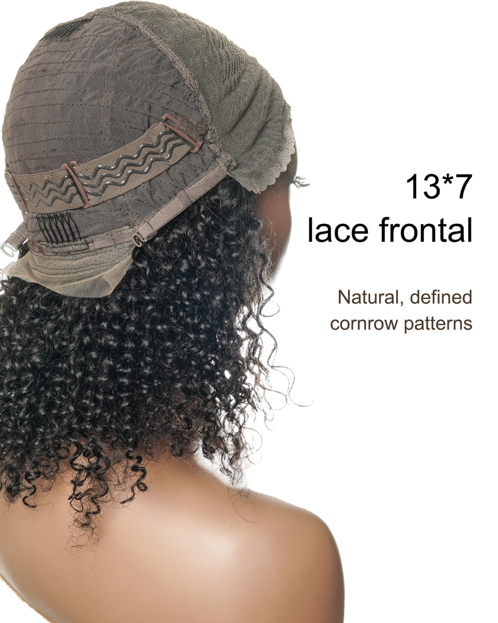 12" Cornrow Braid Front Weave Back Human Hair Curly Braided Wig
