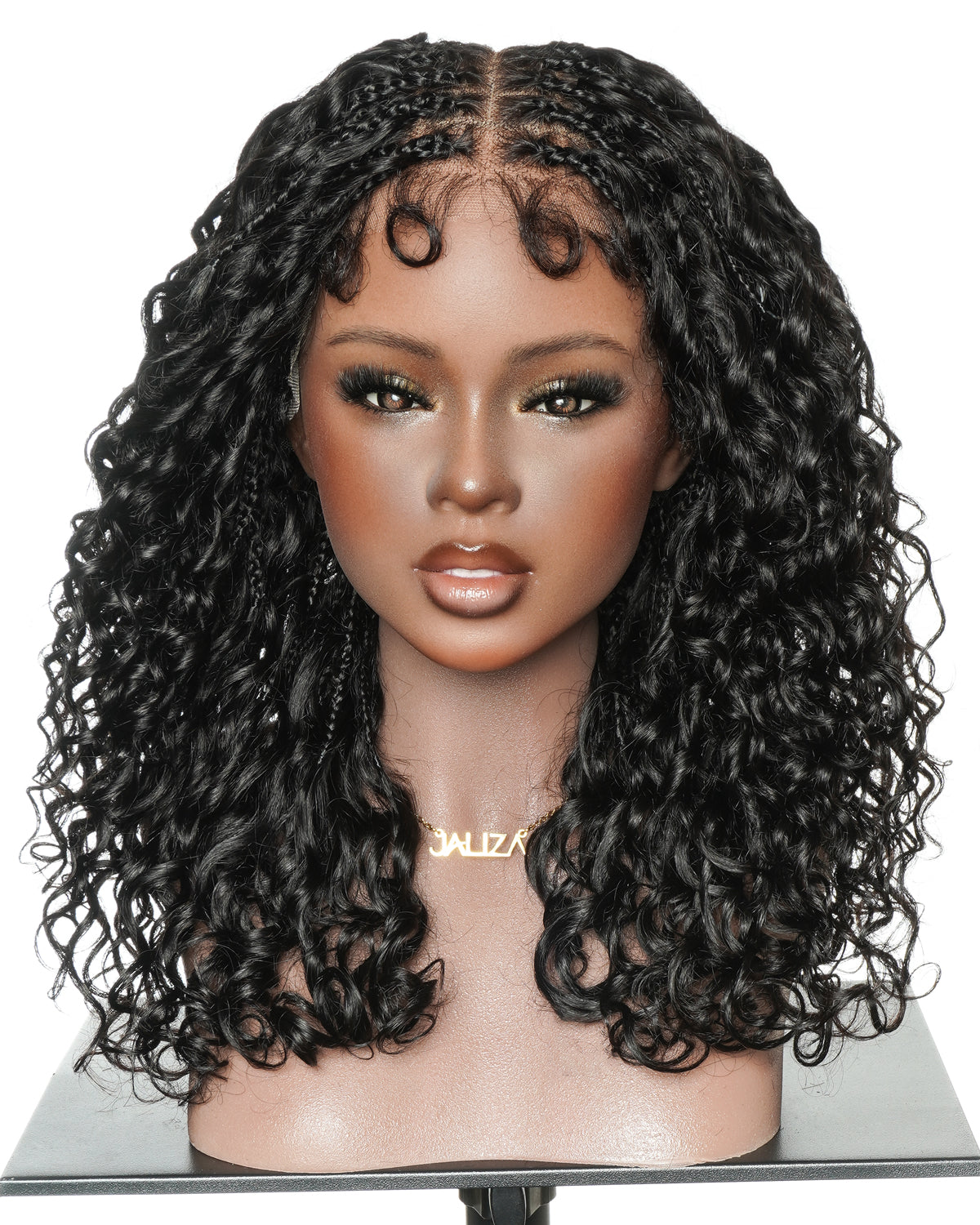 16" Drawstring Cap 100% Human Hair Swiss HD Full Lace Water Wave Boho Box Braided Wig Pre Cut & Pre Bleached & Pre Plucked