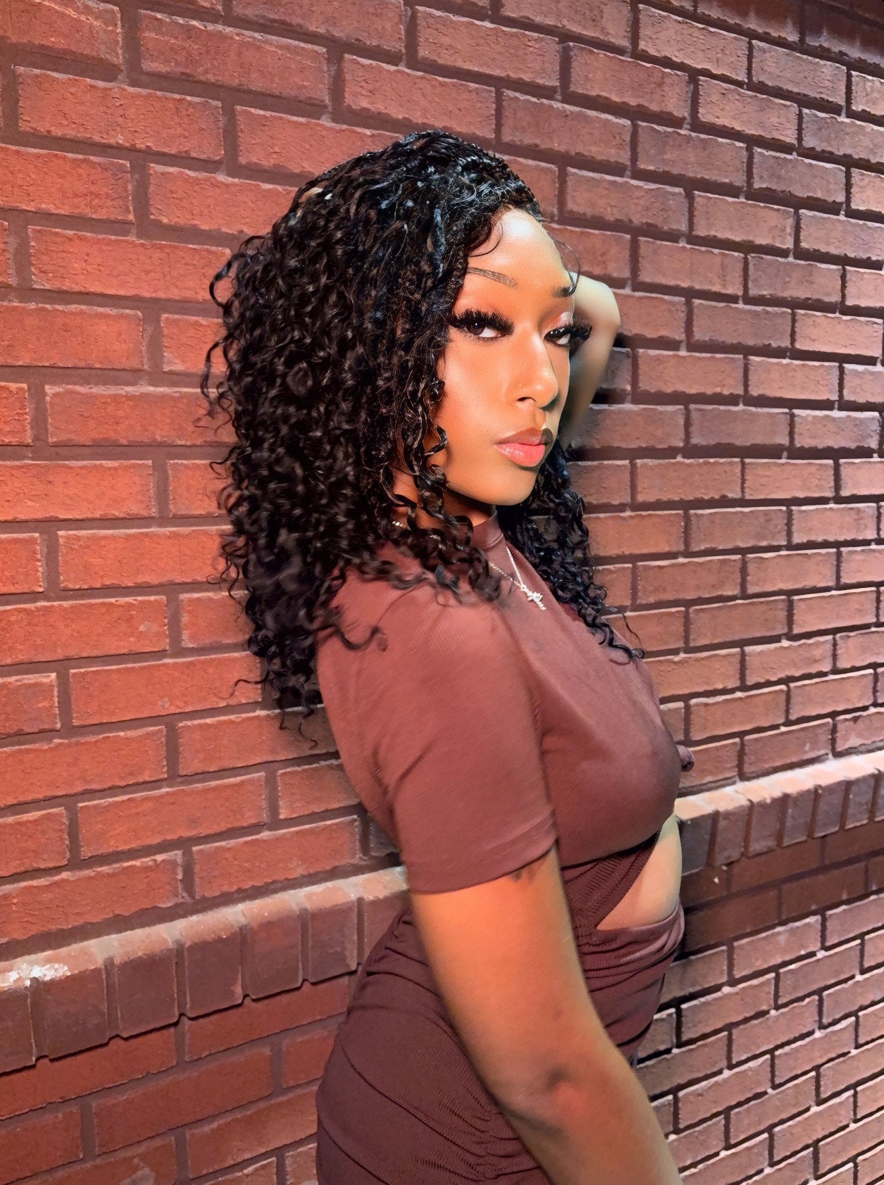 Essential Choice: 16-36" Human Hair Boho Curls Hand Tied Swiss HD Full Lace Knotless Braided Wig