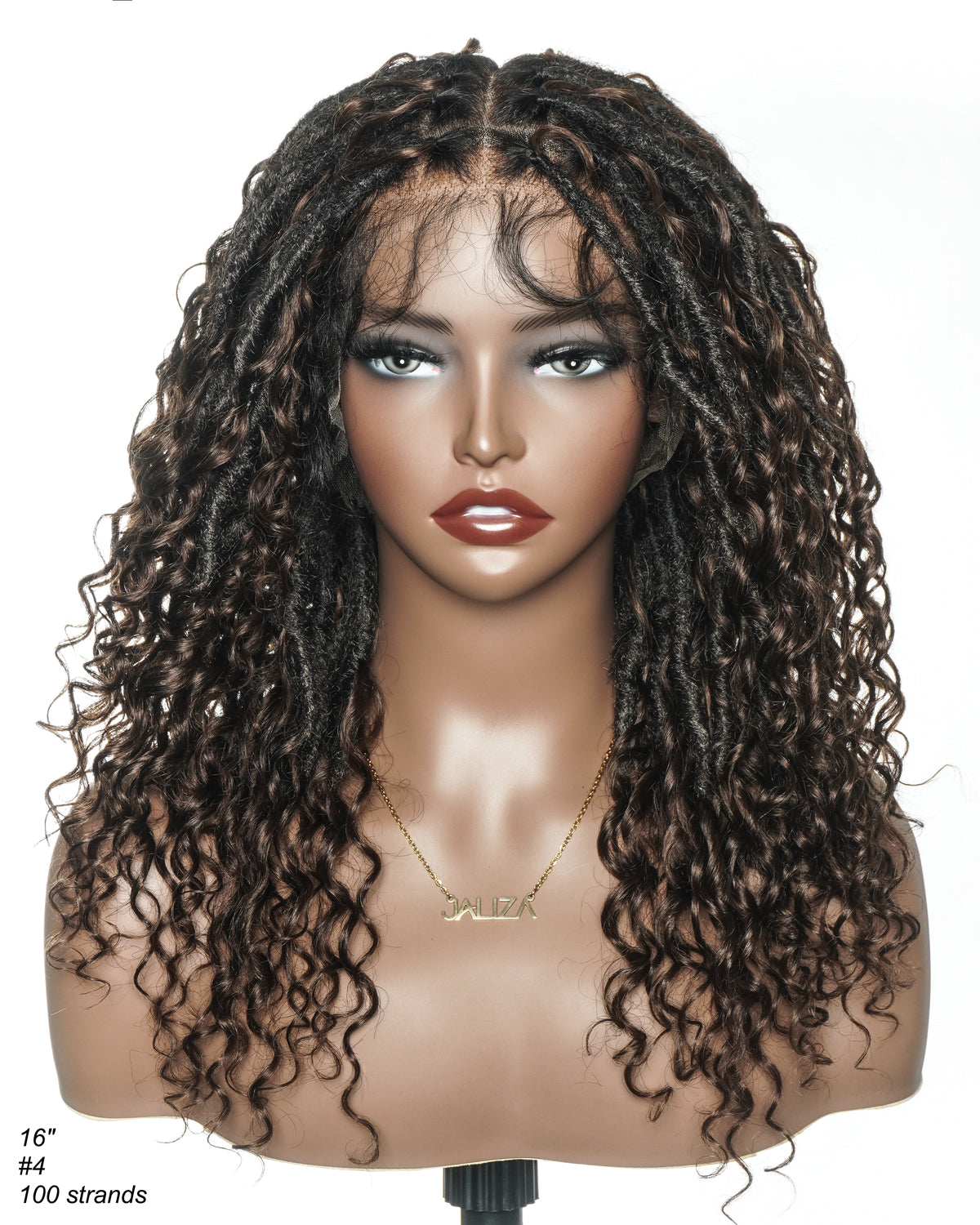 16" Pre Bleached HD Full Lace Boho Locs Wig With Human Hair Boho Curls