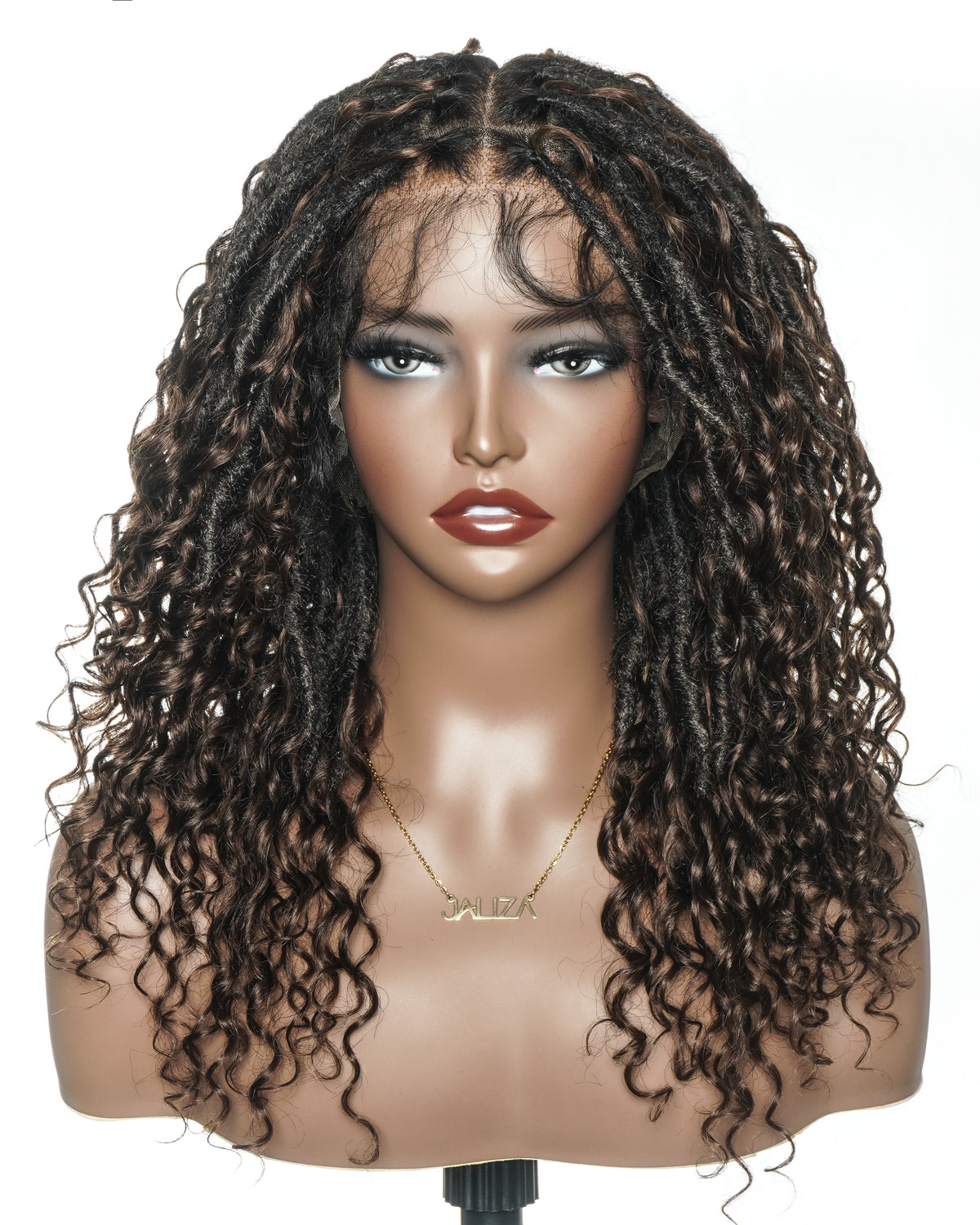 Lola - 16" Pre Bleached HD Full Lace Boho Locs Wig With Human Hair Boho Curls