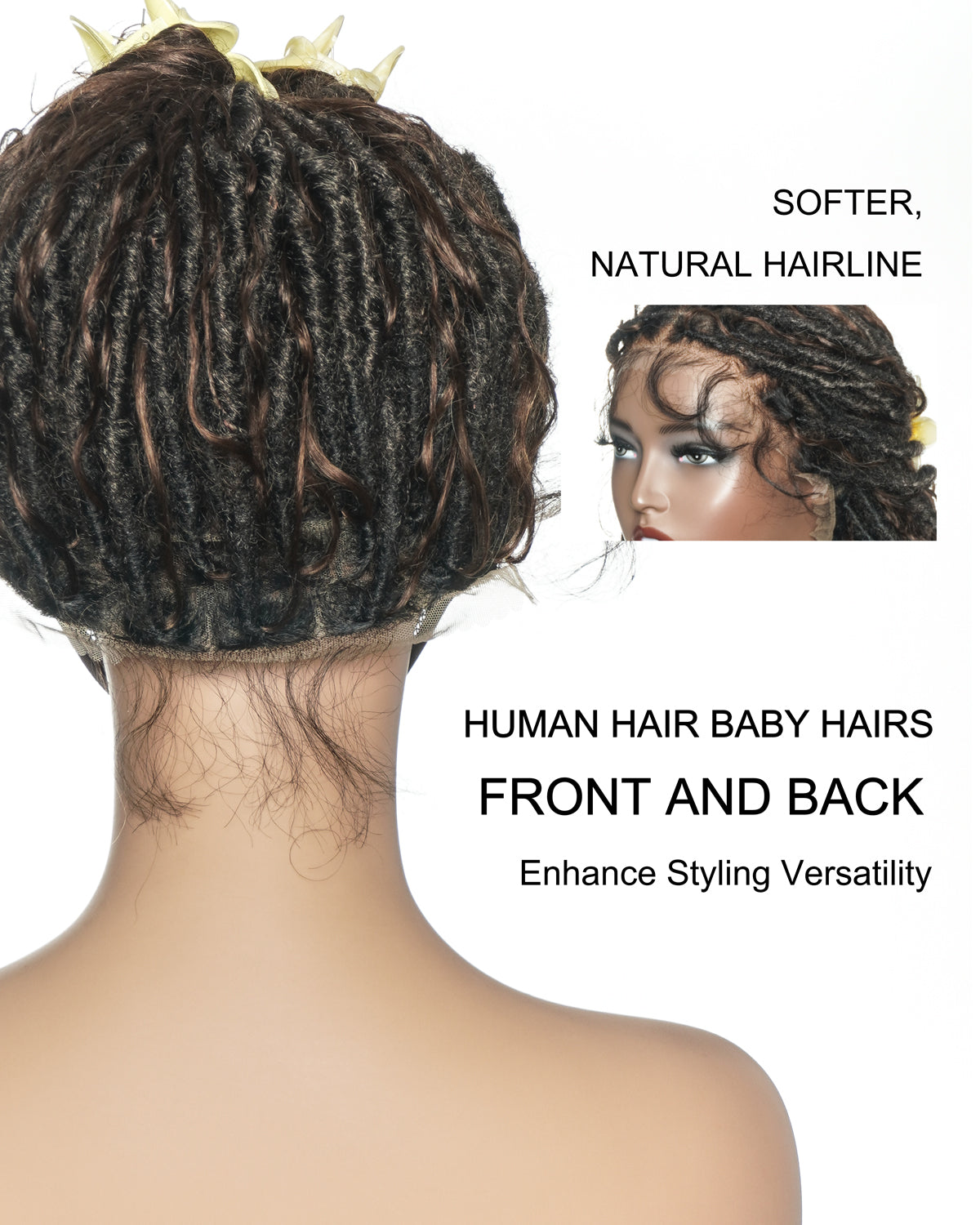 Lola - 16" Pre Bleached HD Full Lace Boho Locs Wig With Human Hair Boho Curls