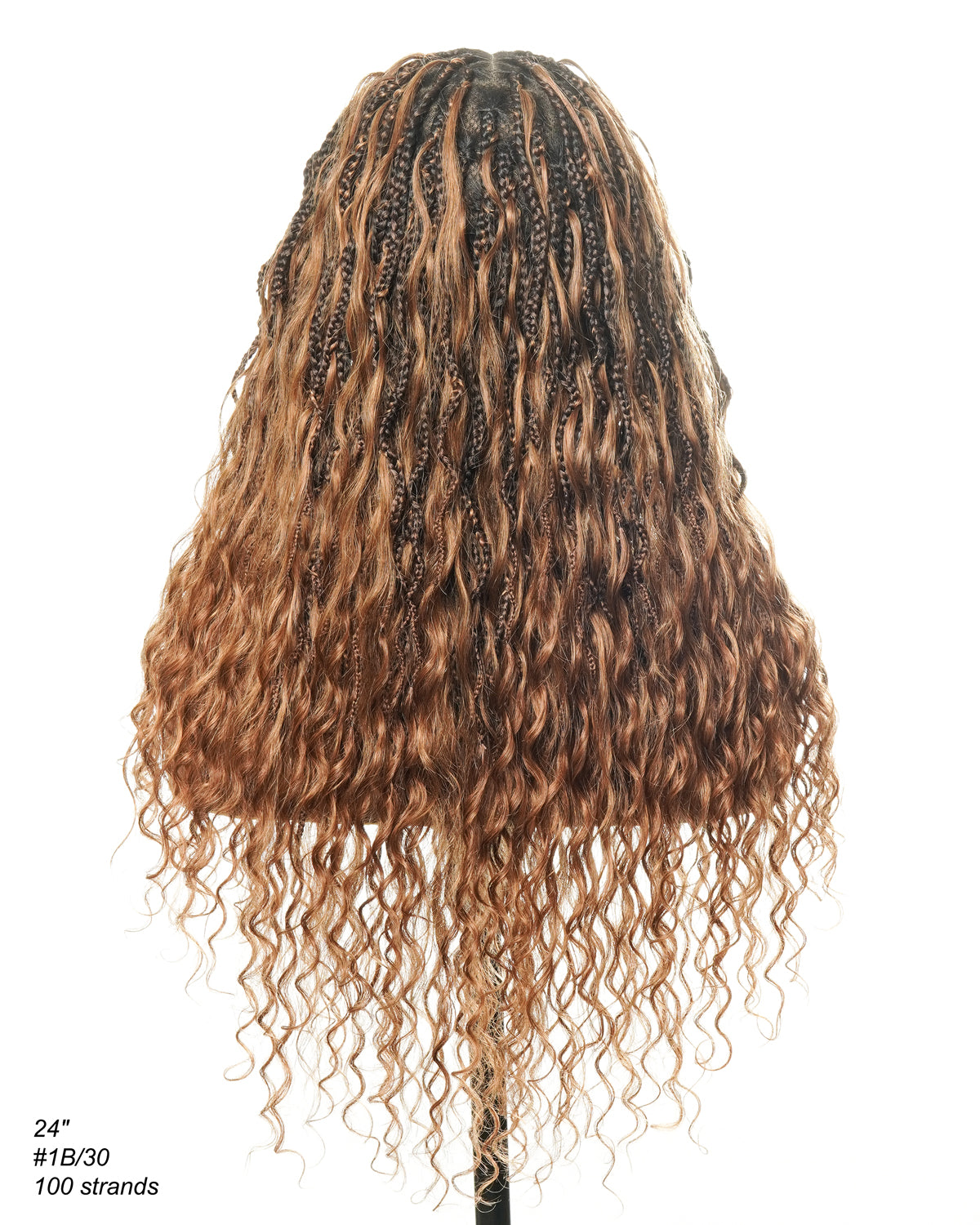 24 Inches Wavy Box Braids with Human Hair Cascading Boho Waves Boho Box Braided Wig