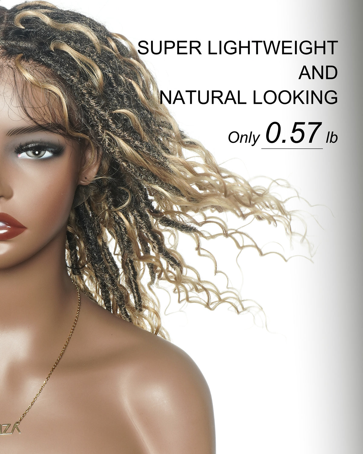 Lola - 16" Pre Bleached HD Full Lace Boho Locs Wig With Human Hair Boho Curls