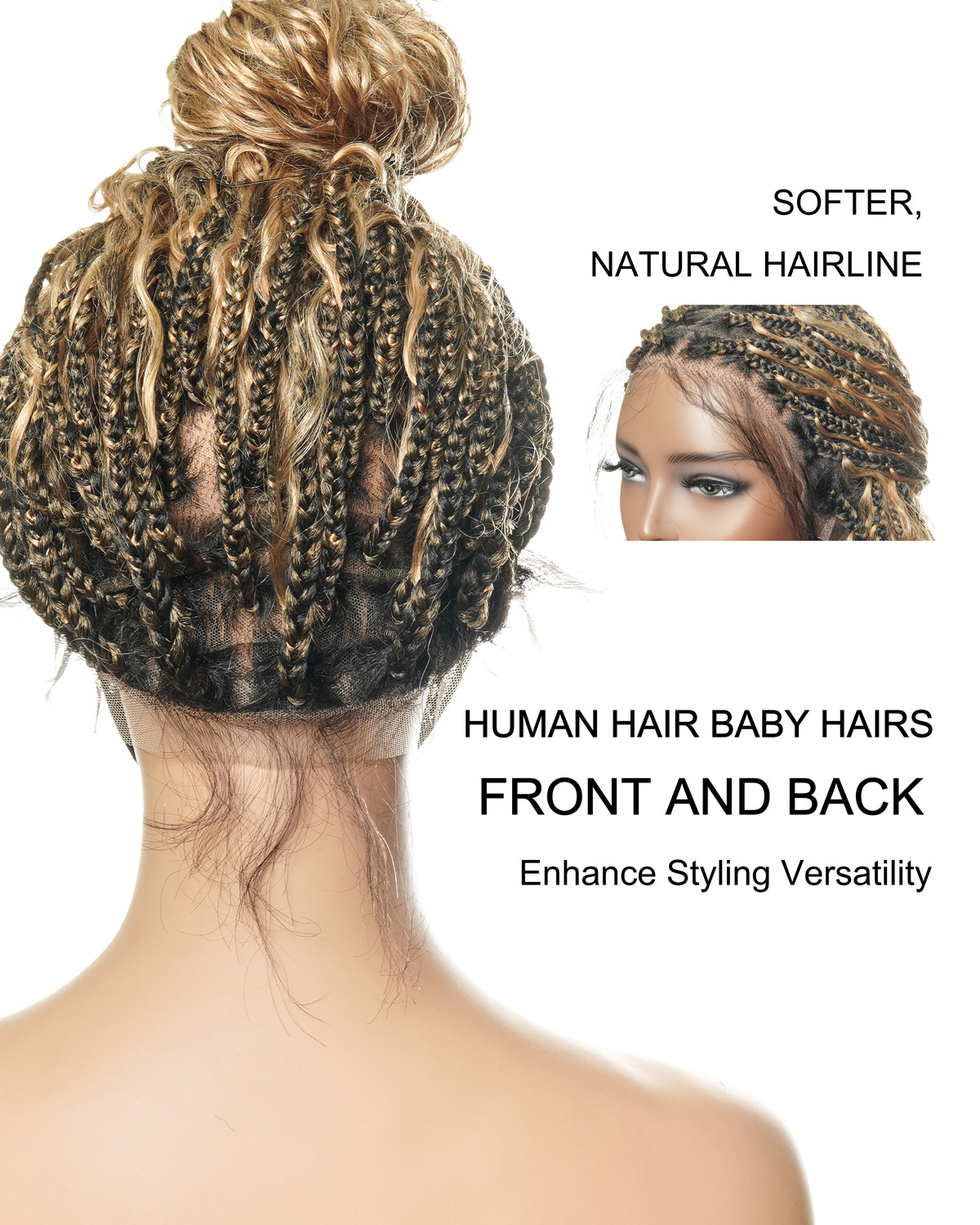 Kiki - 16" Pre Bleached Swiss HD Lace Human Hair Curls Full Lace Knotless Boho Box Braided Wig