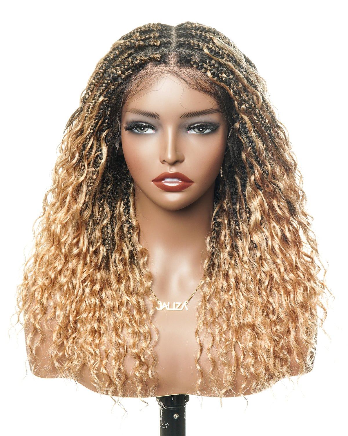 Kiki - 16" Pre Bleached Swiss HD Lace Human Hair Curls Full Lace Knotless Boho Box Braided Wig