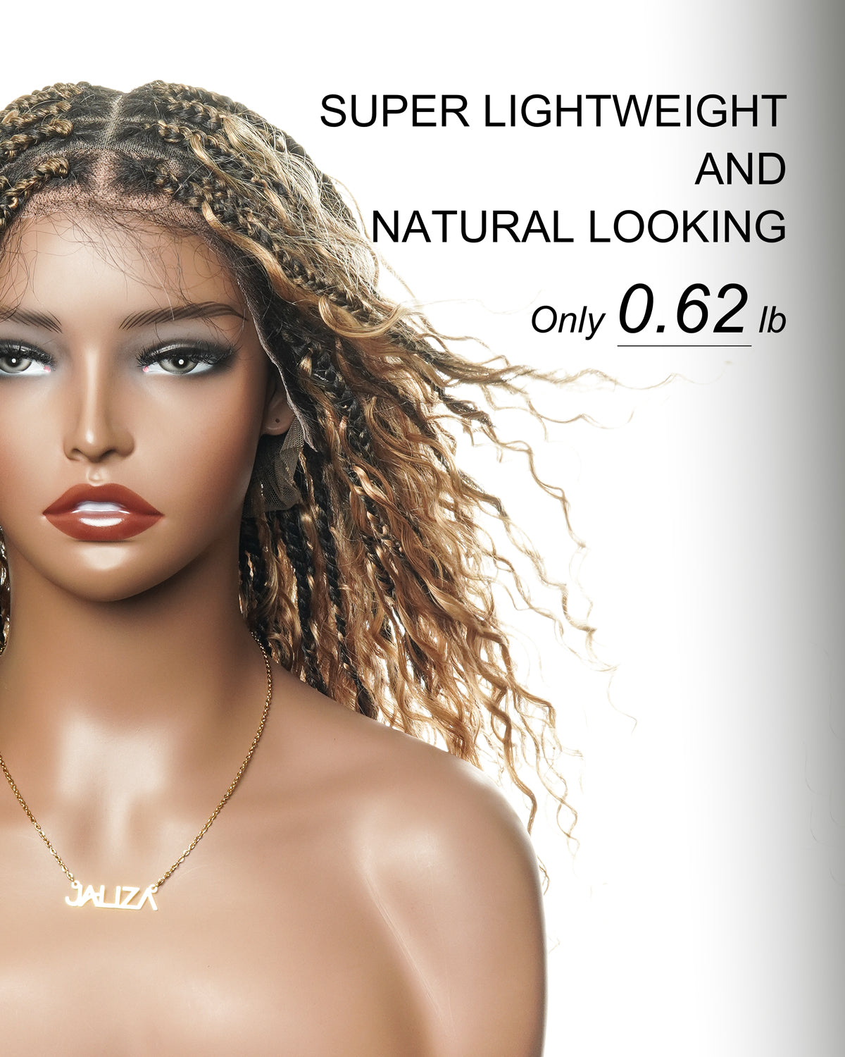 Kiki - 16" Pre Bleached Swiss HD Lace Human Hair Curls Full Lace Knotless Boho Box Braided Wig