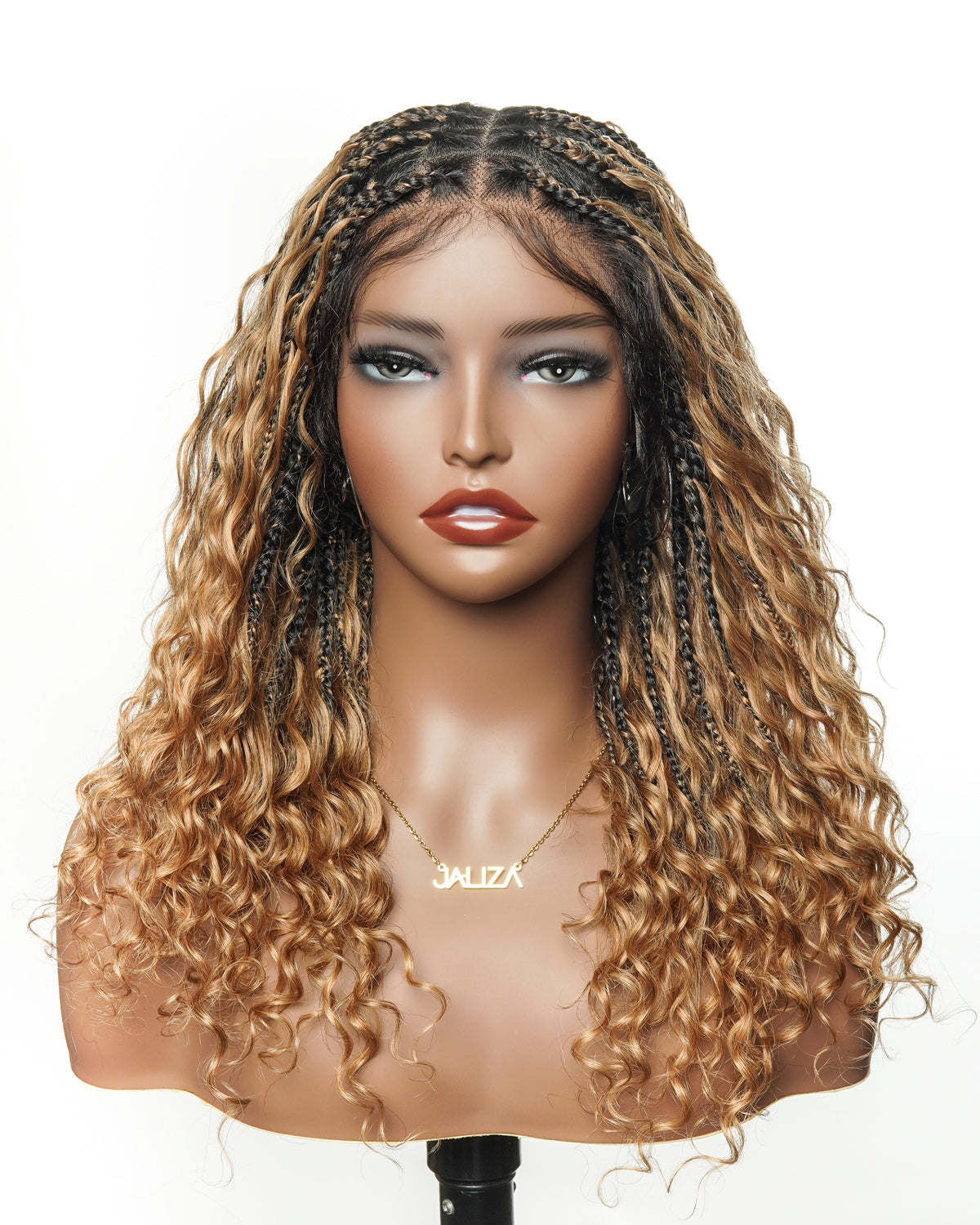Lumina - 18" Blend Color HD Full Lace Human Hair Boho Braided Wig