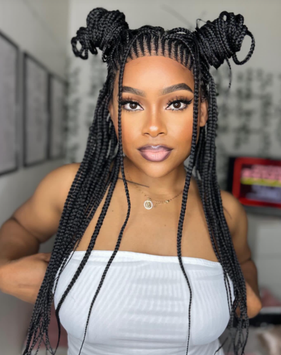 HD Lace Cornrow Box Braided Wig 26" Full Hand-tied 90 Strands - No Baby Hair