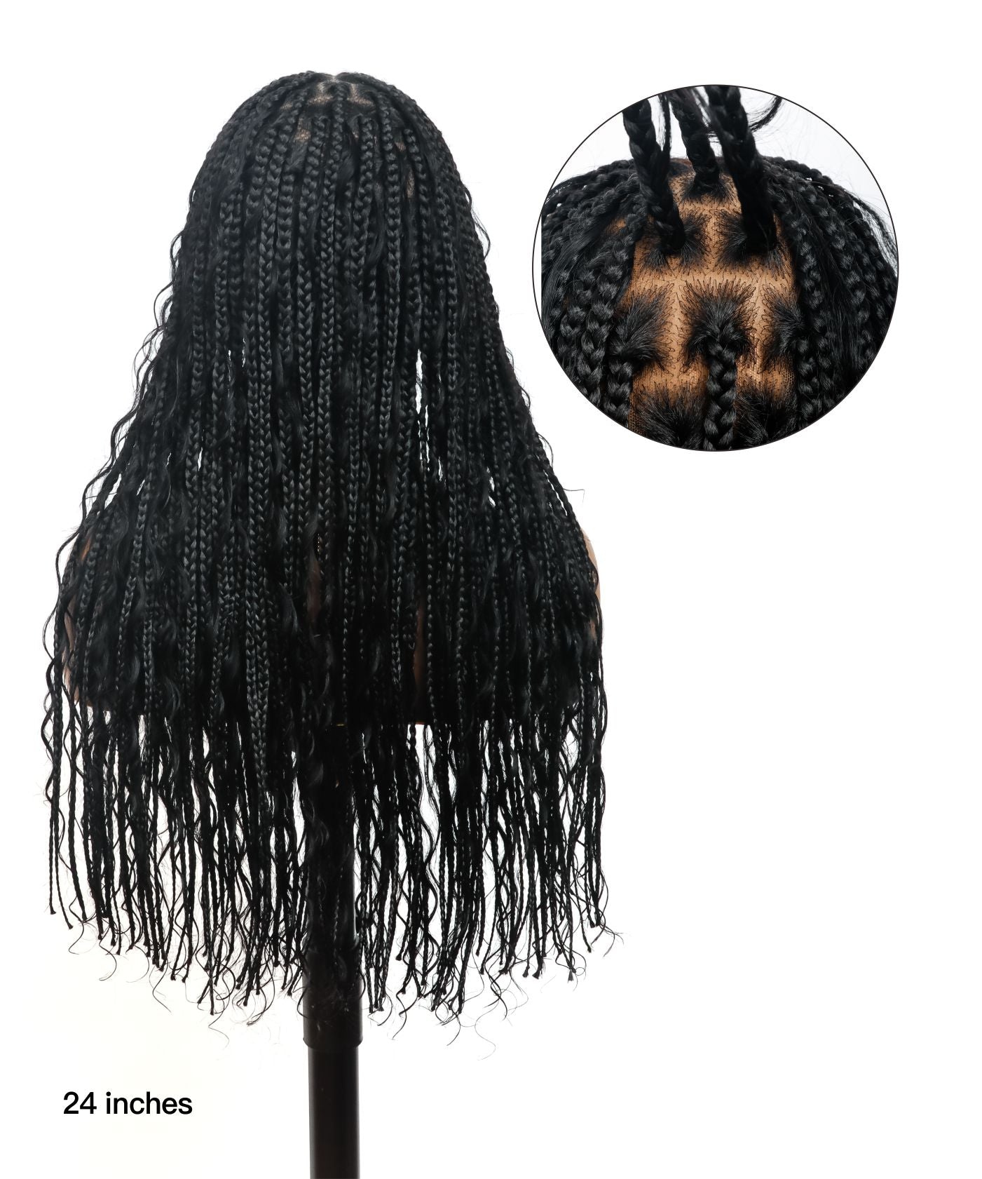 Pre Bleached Human Hair Lace Tangleless Swiss HD Lace Knotless Boho Box Braided Wig 88 Strands