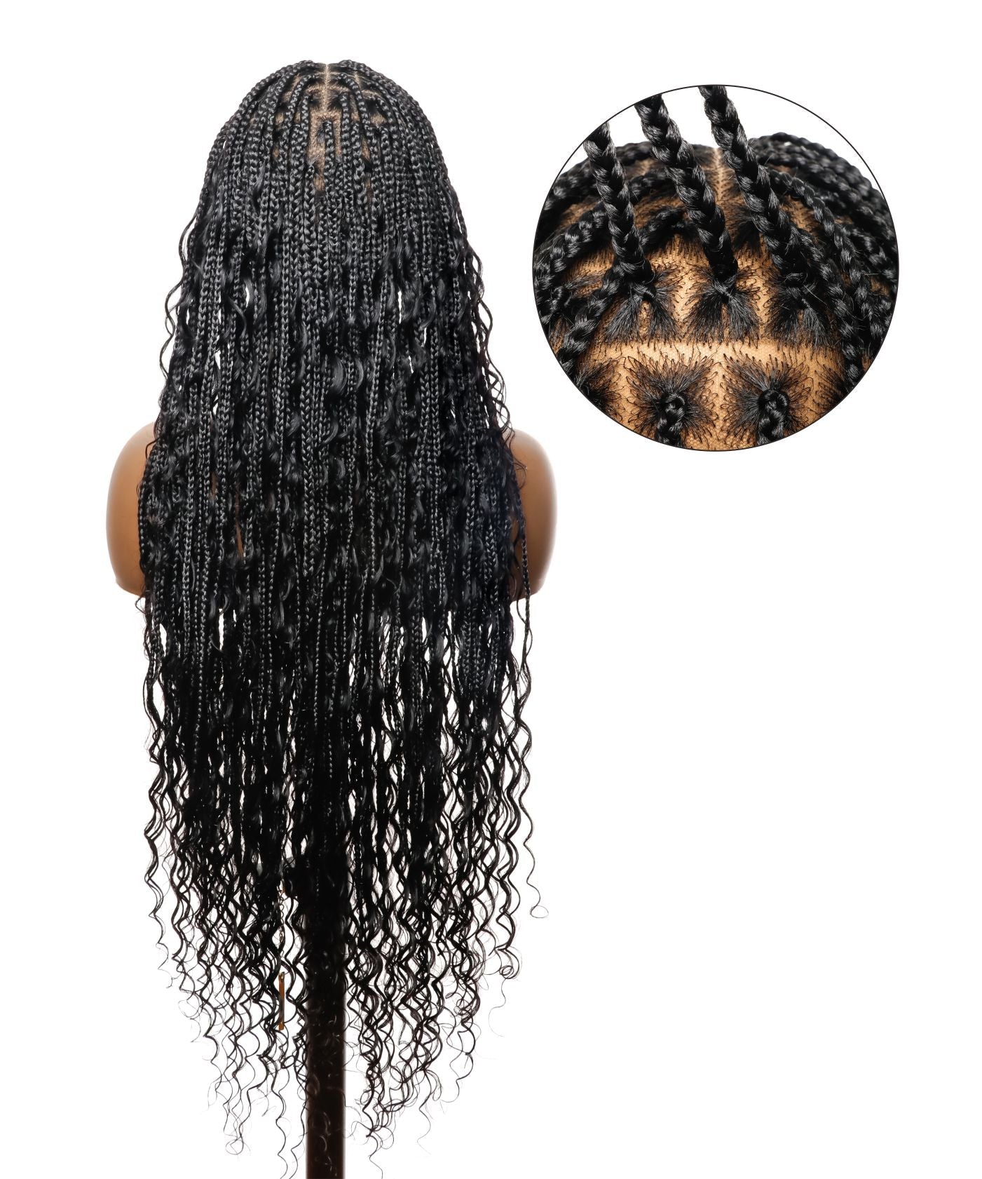 36" HD Lace Knotless Boho Box Braided Wig