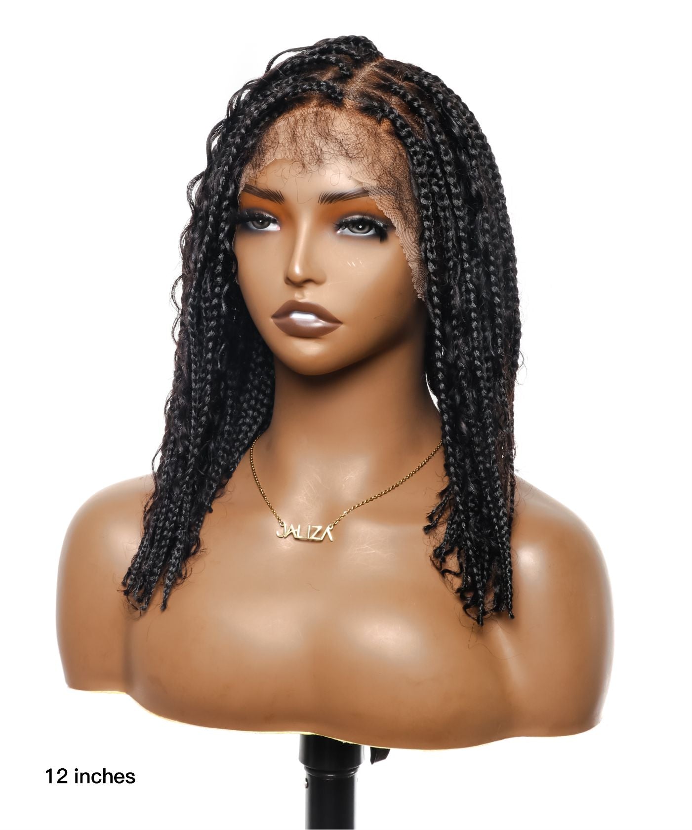 Small & Large Head Size  Exclusive - Pre Bleached Human Hair Lace 12"&24" HD Lace Knotless Boho Box Braided Wig 88 Strands