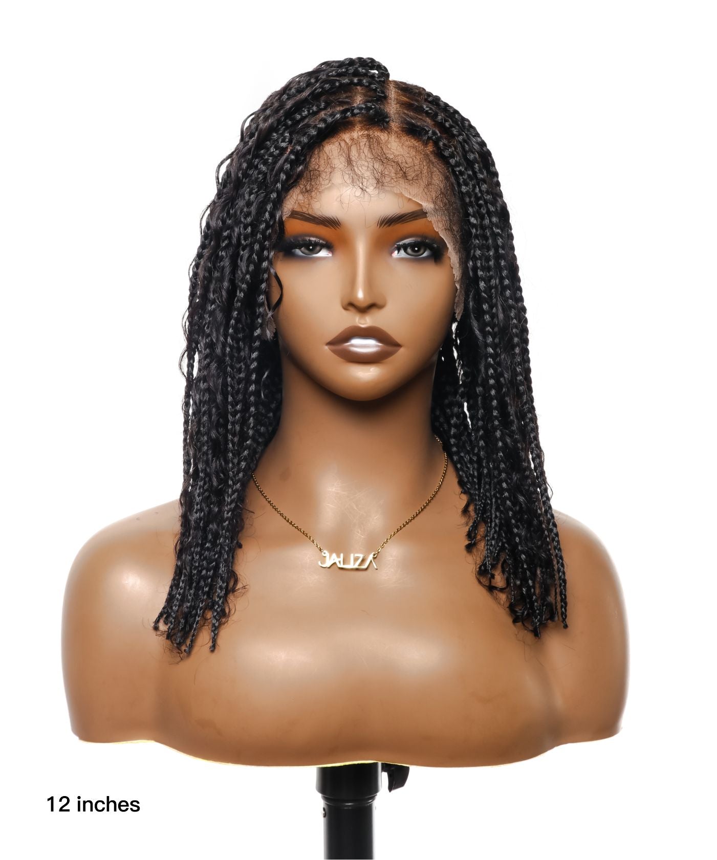 Small & Large Head Size  Exclusive - Pre Bleached Human Hair Lace 12"&24" HD Lace Knotless Boho Box Braided Wig 88 Strands