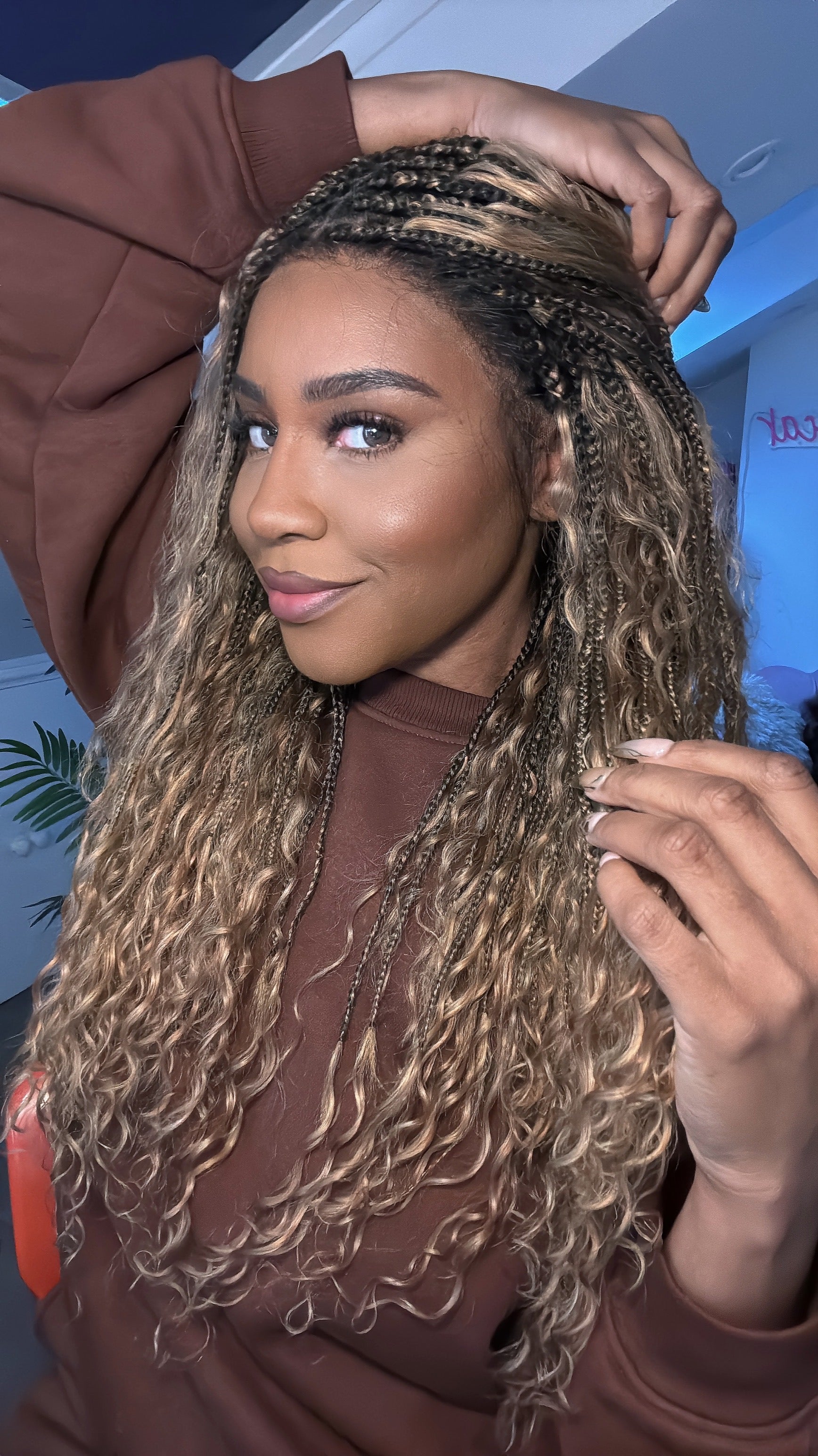 Pre Bleached Human Hair Lace Base 24" Swiss HD Full Lace Human Hair Curls Boho Box Braided Wig