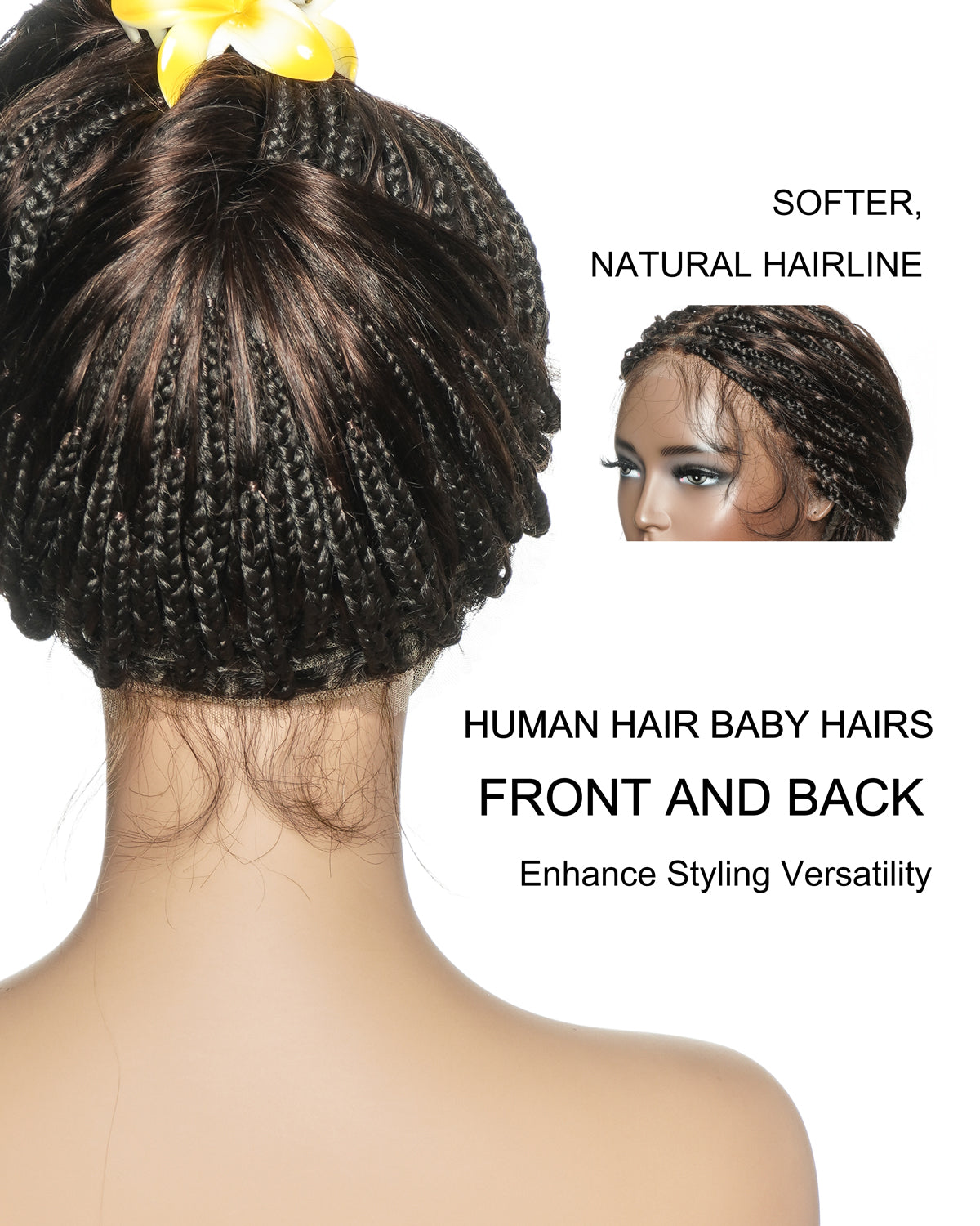 Michelle 16"-26" #4 Human Hair Body Wave Pre Bleached HD Full Lace Braided Wig