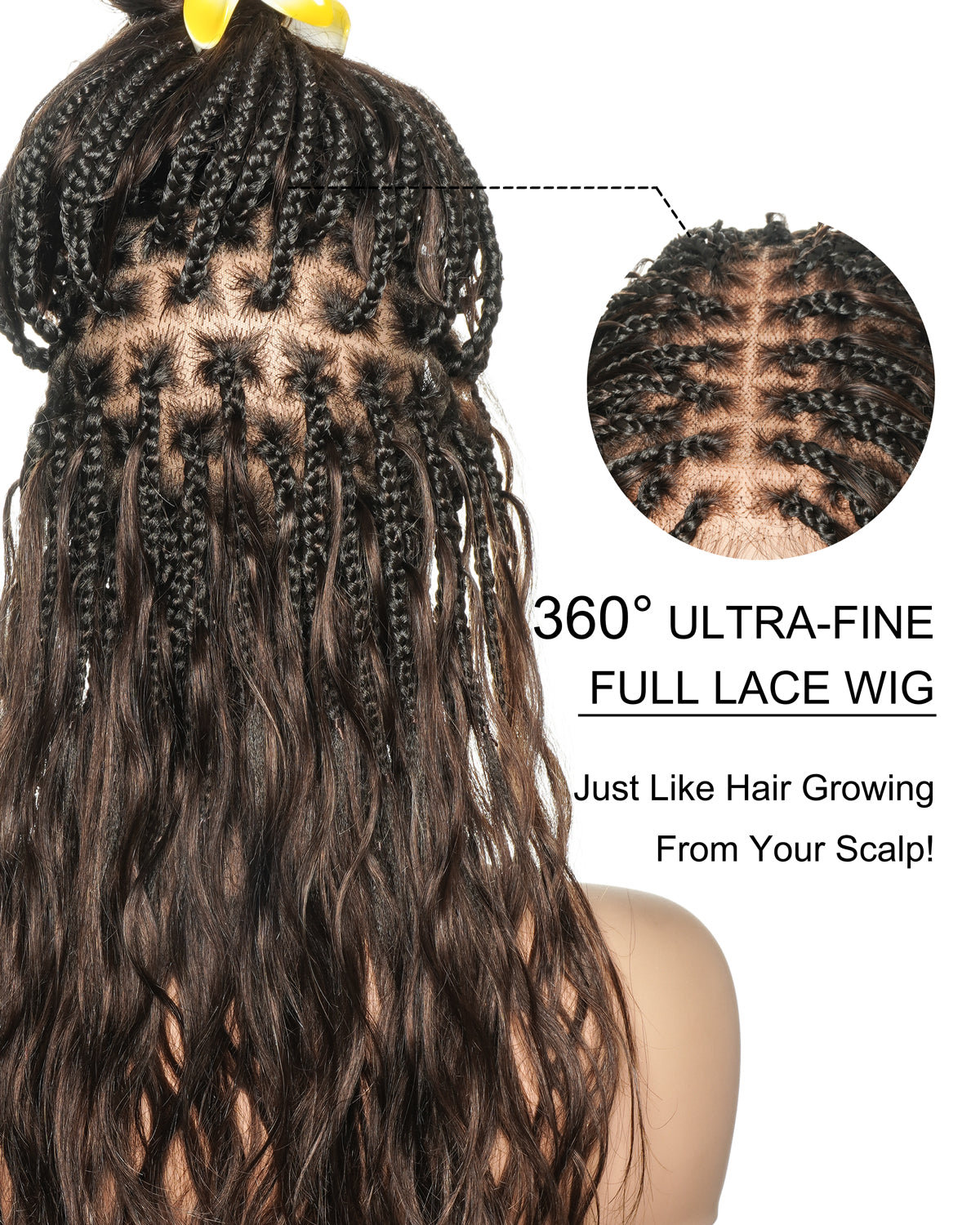 Michelle 16"-26" #4 Human Hair Body Wave Pre Bleached HD Full Lace Braided Wig