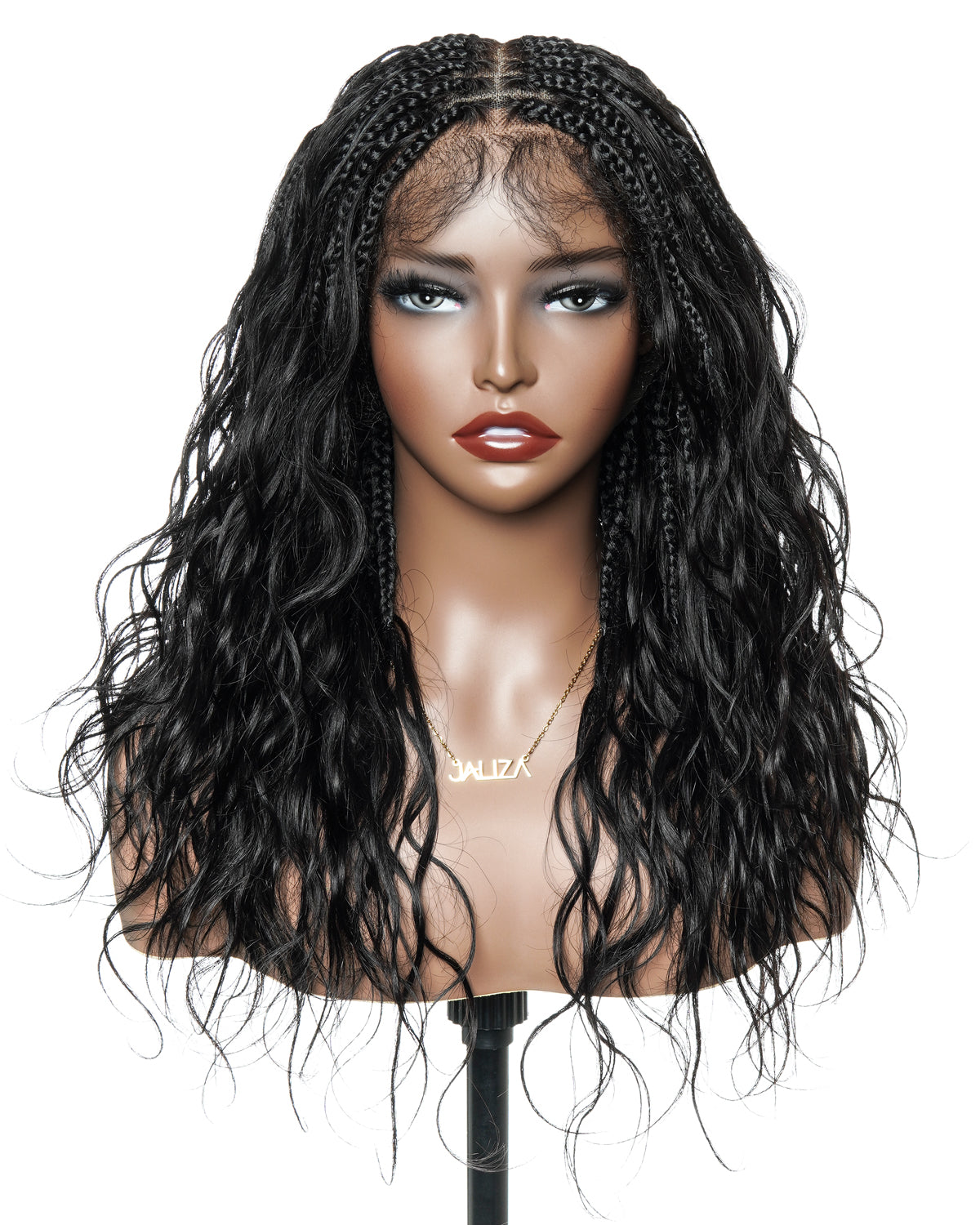 Michelle - Braided Wig Bora Bora Human Hair Body Wave Pre Bleached HD Full Lace Boho Box Braids