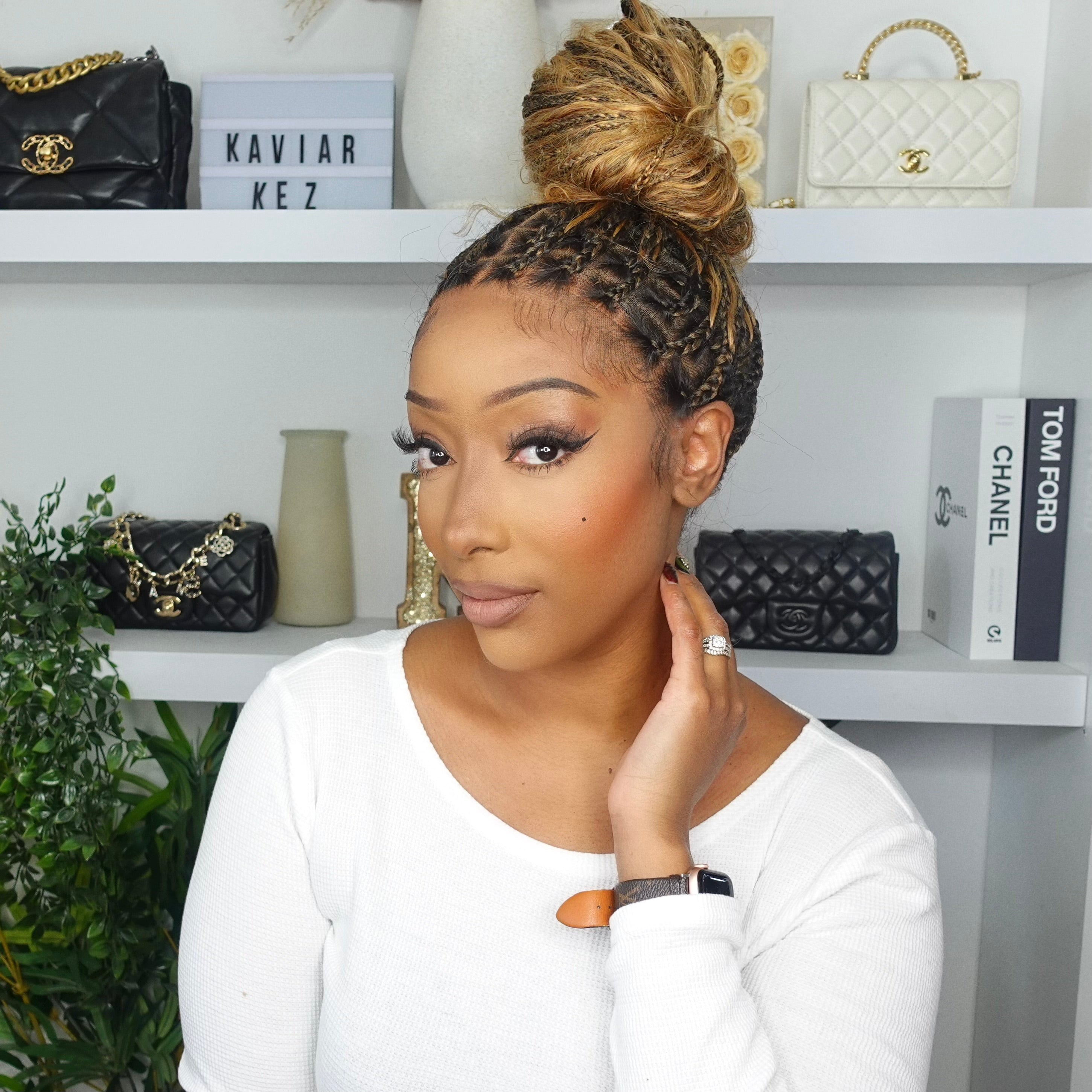 Kiki - Pre Bleached Human Hair Deep Wave Curls Pre Bleached Knotless Swiss HD Full Lace Boho Box Braided Wig