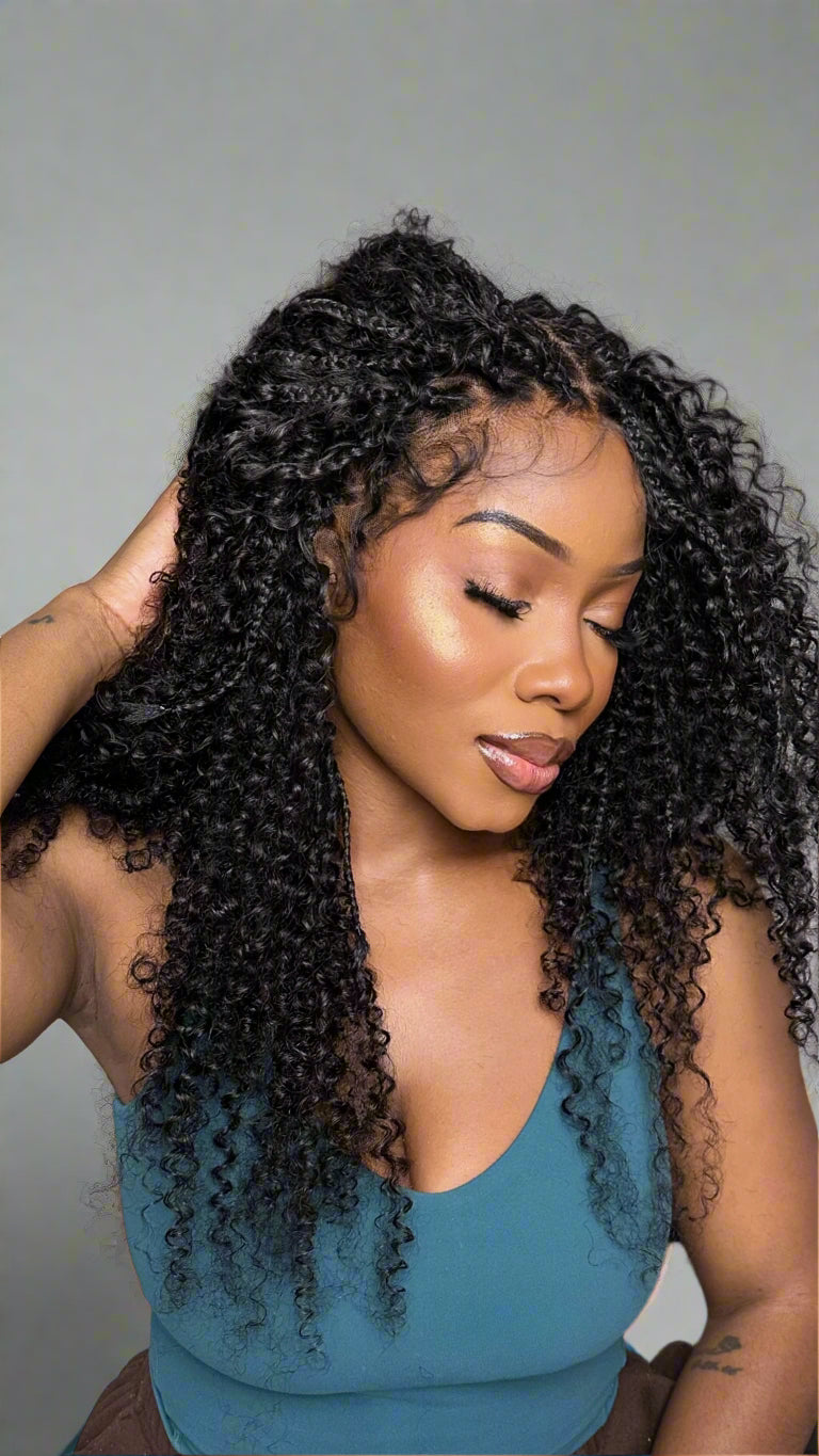 Lulu - Bora Bora Pre Bleached Swiss HD Full Lace Human Hair Curly Wave Boho Box Braided Wig