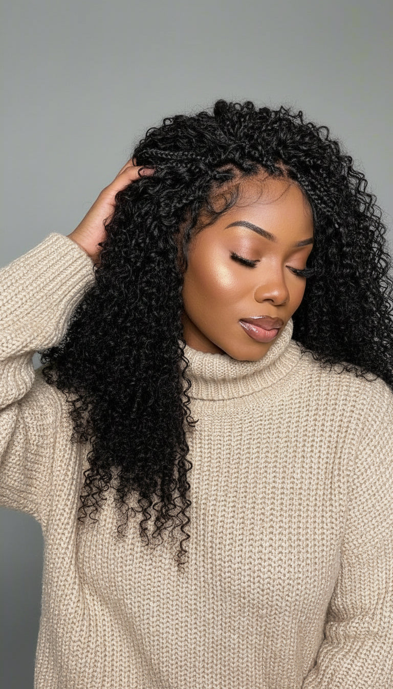 Lulu - Bora Bora Pre Bleached Swiss HD Full Lace Human Hair Curly Wave Boho Box Braided Wig