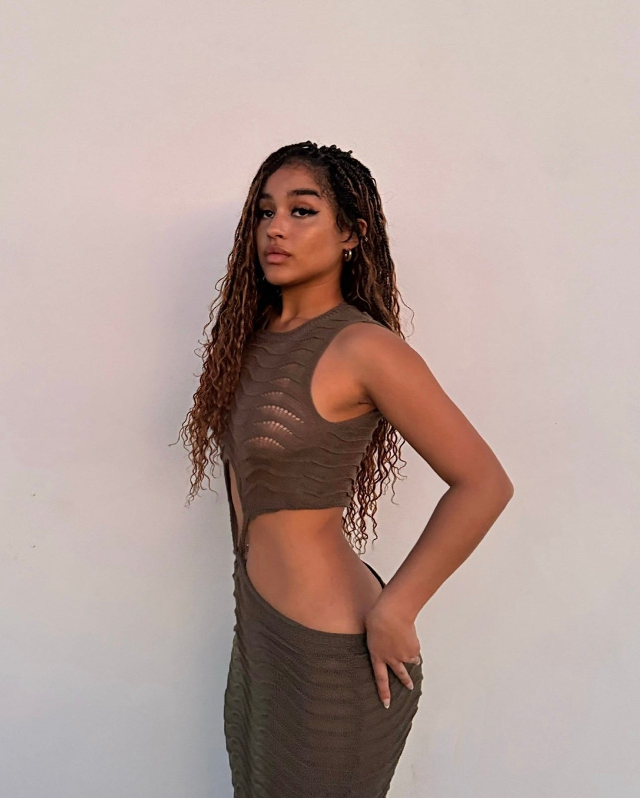 24 inch ombrebrown boho box braided wig