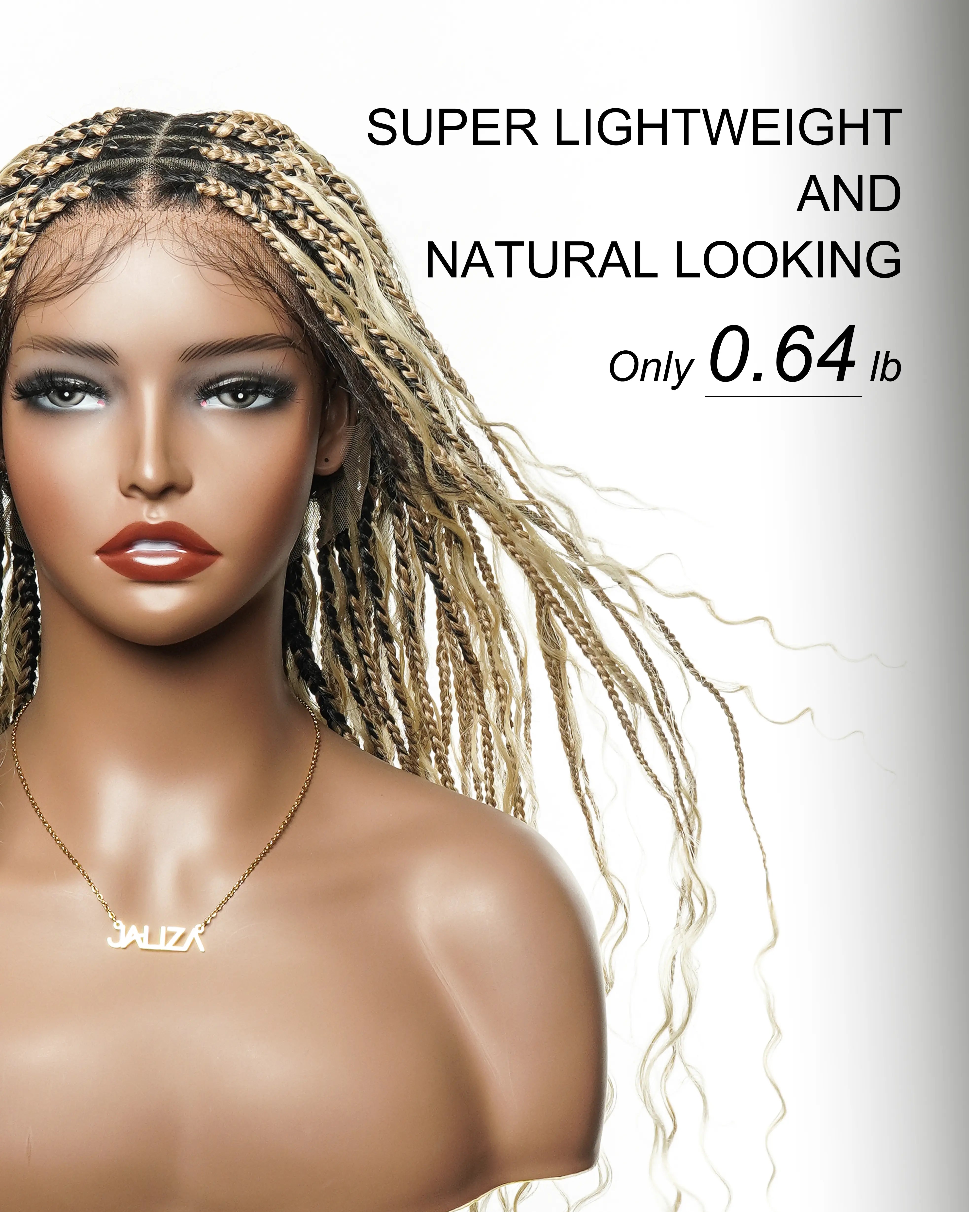 24" 613 Blond HD Full Lace Human Hair Boho Curls Colored Boho Box Braided Wig