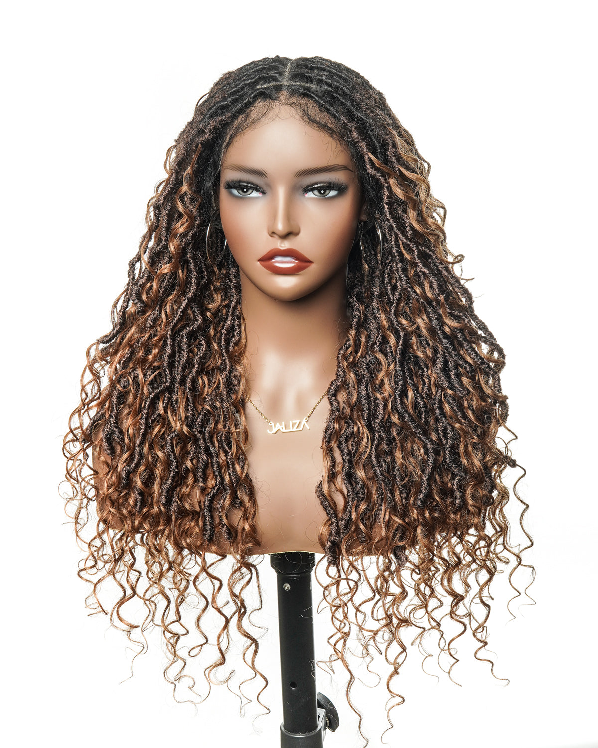 Salon-level Knotless Boho Locs Swiss HD Full Lace Human Hair Boho Curls Locs Wig