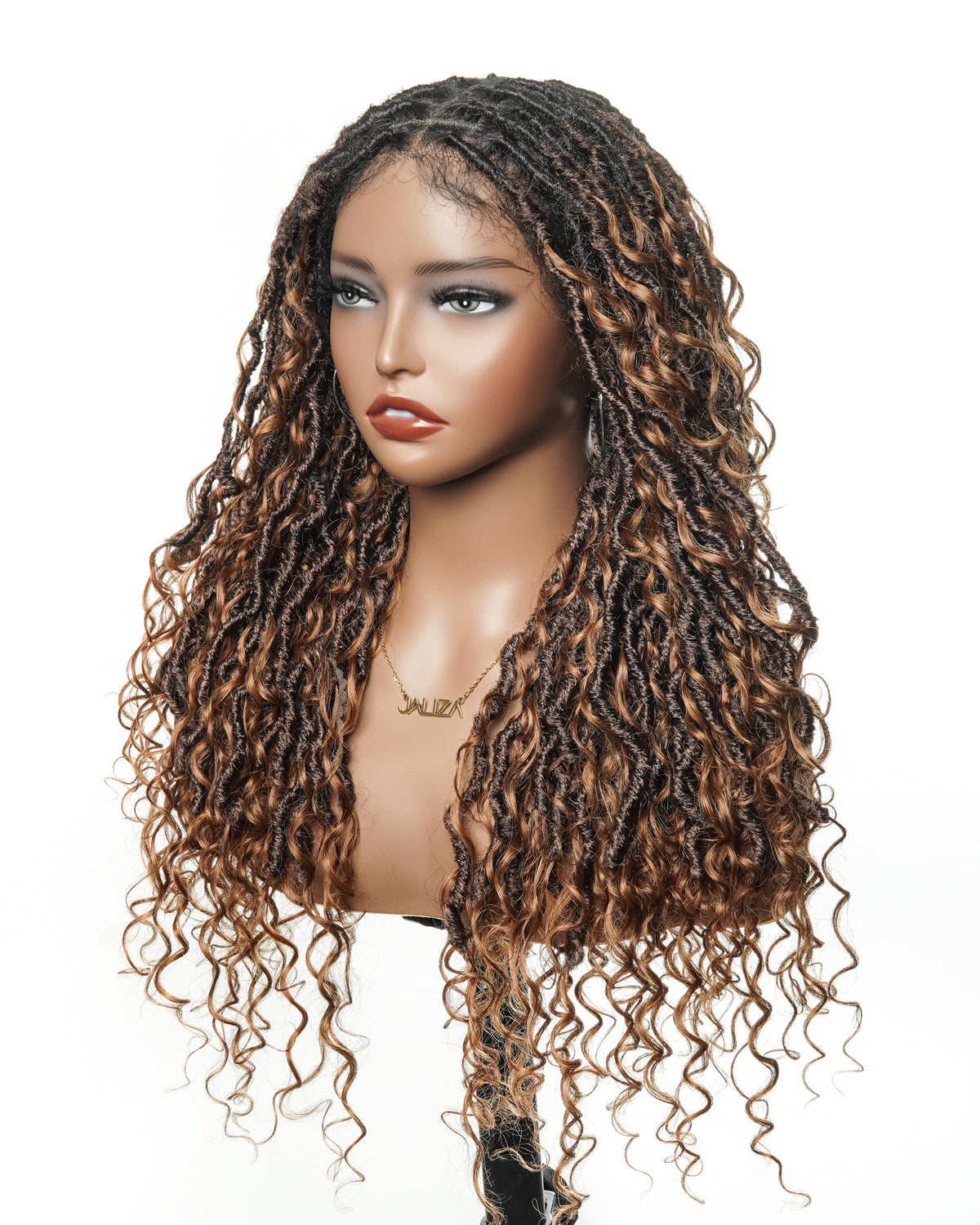 Salon-level Knotless Boho Locs Swiss HD Full Lace Human Hair Boho Curls Locs Wig