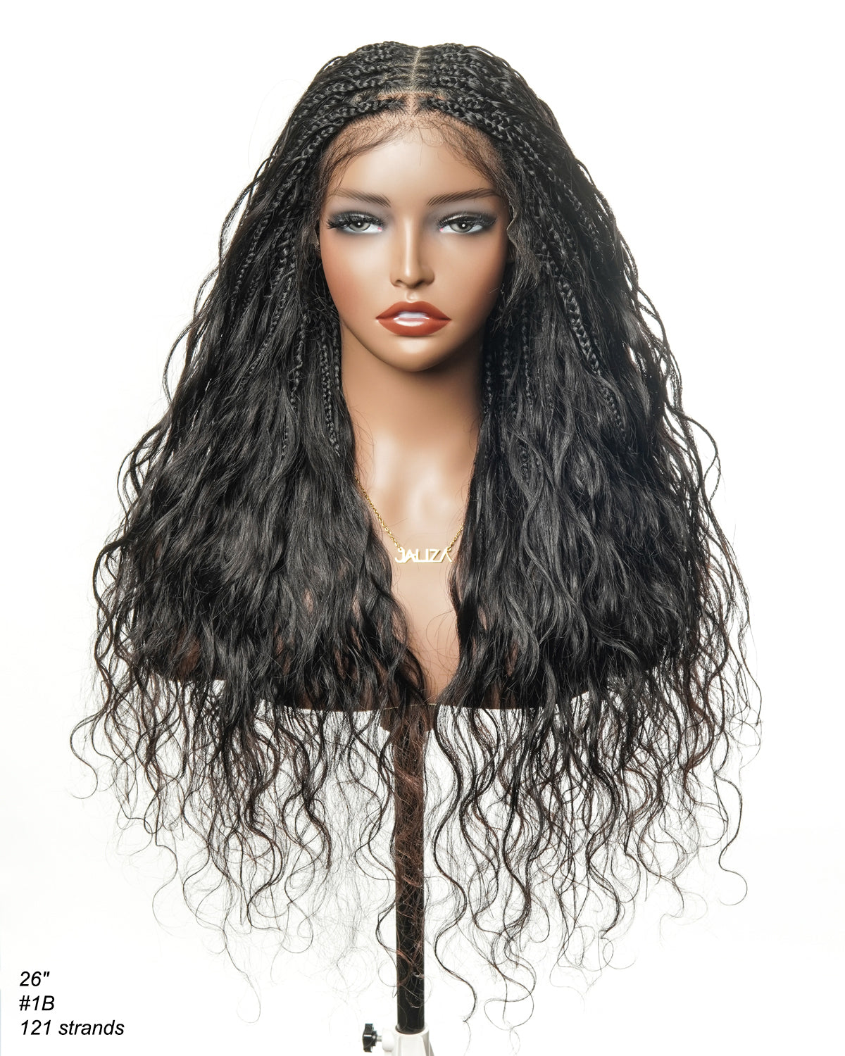 Michelle - Braided Wig Bora Bora Human Hair Body Wave Pre Bleached HD Full Lace Boho Box Braids