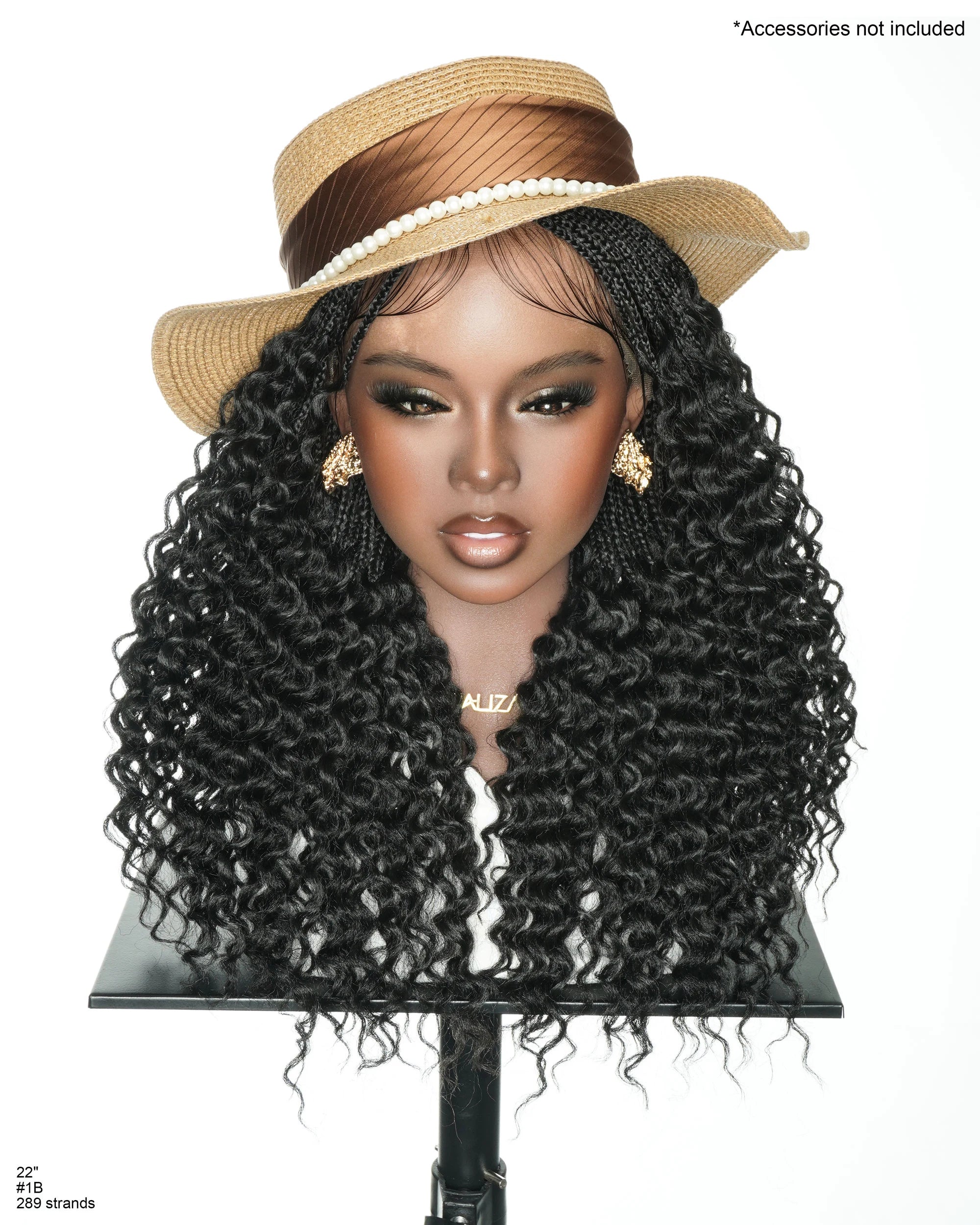 289 Strands Micro Box Pre Bleached Full Lace Braided Wig With Curly Ends (Synthetic Fiber)