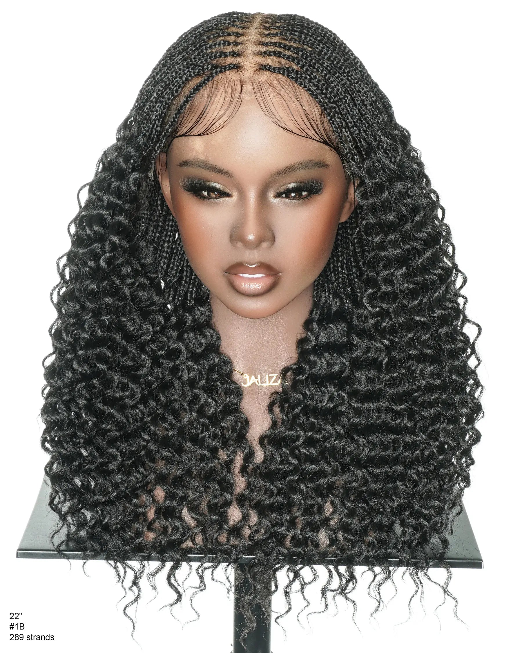 289 Strands Micro Box Pre Bleached Full Lace Braided Wig With Curly Ends (Synthetic Fiber)