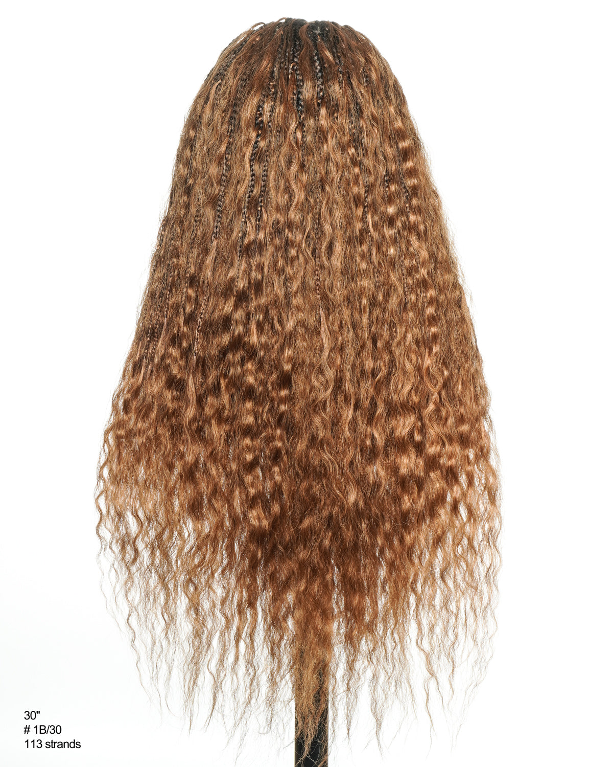 Avery - Fulani 2 Steps Pre Bleached Full lace Cornrow Human Hair Curls Boho Box Braided Wig