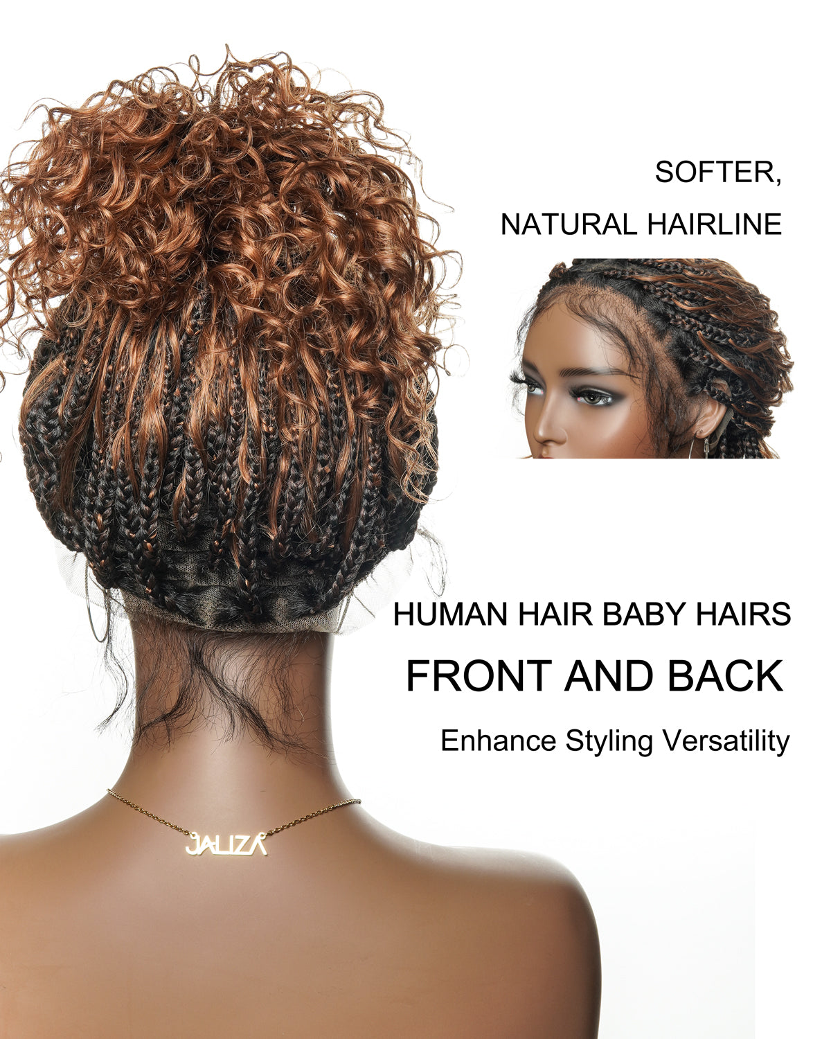 Kiki - 16" Pre Bleached Swiss HD Lace Human Hair Curls Full Lace Knotless Boho Box Braided Wig