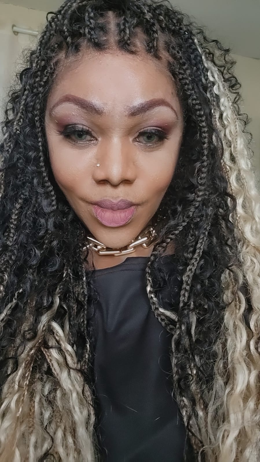 Diane's 36" Pre bleached Human Hair Lace Ombre Boho Box Braided Wig (Extra Full)