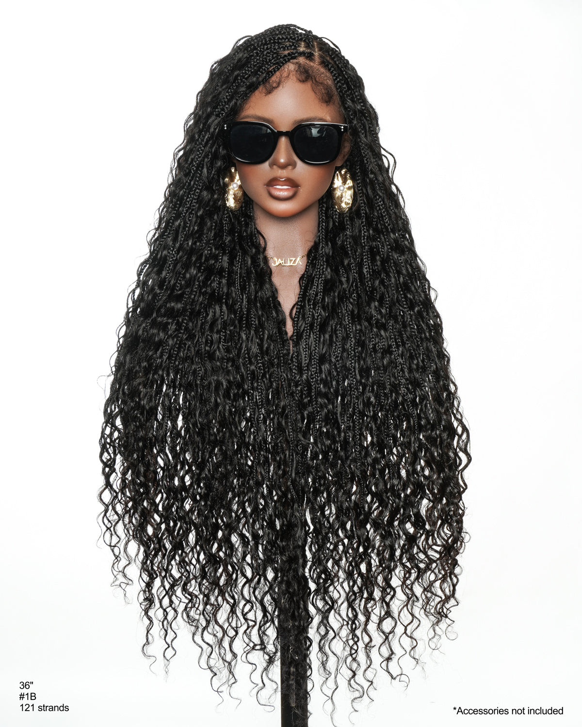 Ultra-Dense Pre Bleached Swiss HD Lace Human Hair Curls Knotless Boho Box Braided Wig