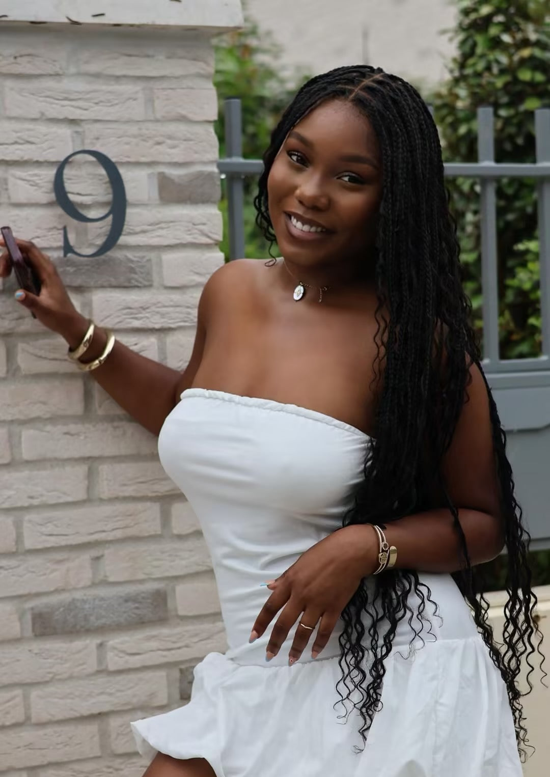 36" boho box braided wig in 1B color