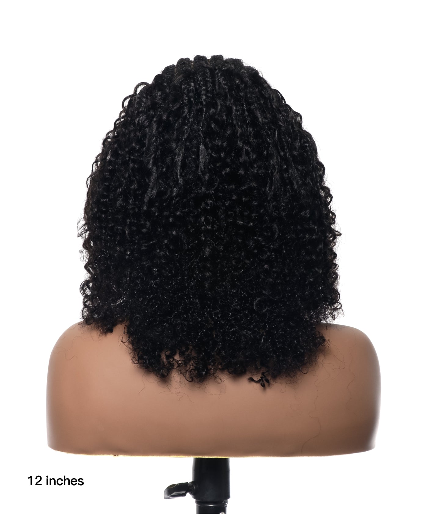 12" Cornrow Braid Front Weave Back Human Hair Curly Braided Wig