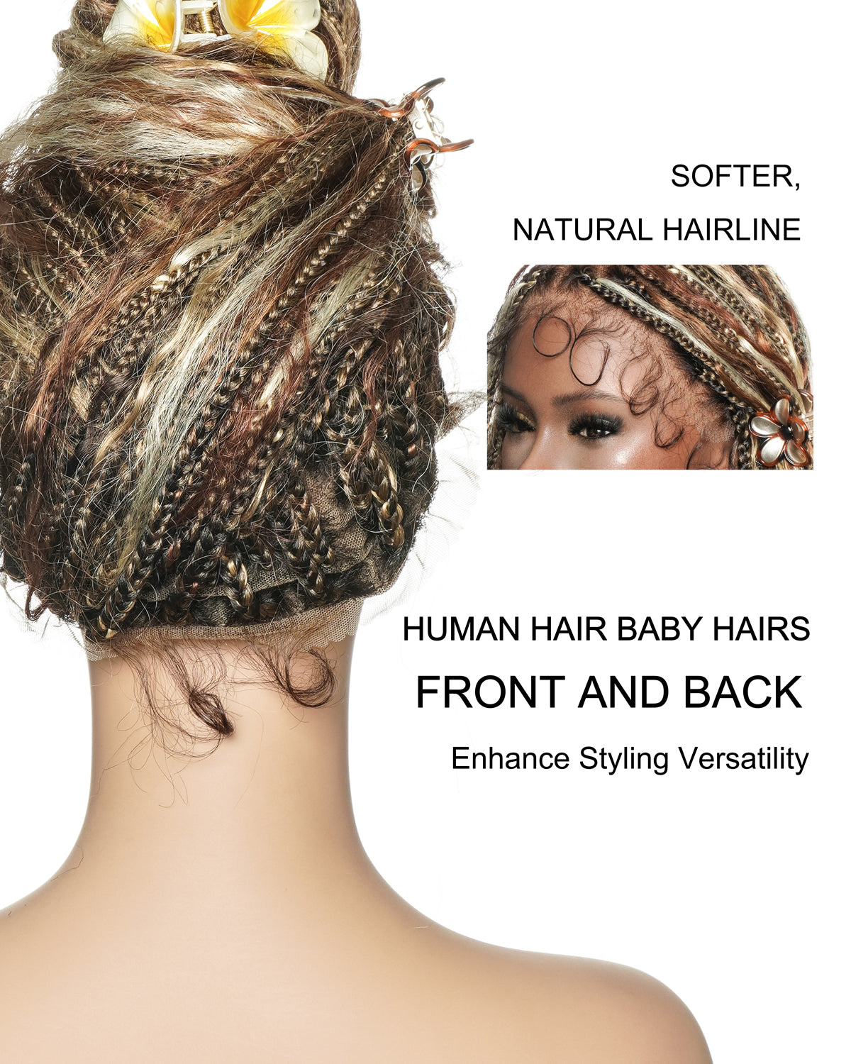 36" Balayage Color 4-27-30-613-35 Wet&Wavy Boho Box Braided Wig