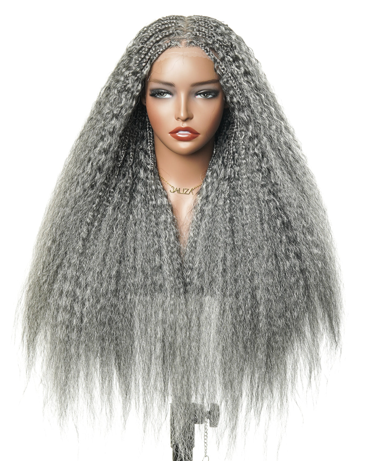 Makeda - 28" Kinky Straight Virgin Human Hair Ultra Full Boho Box Braided Wig