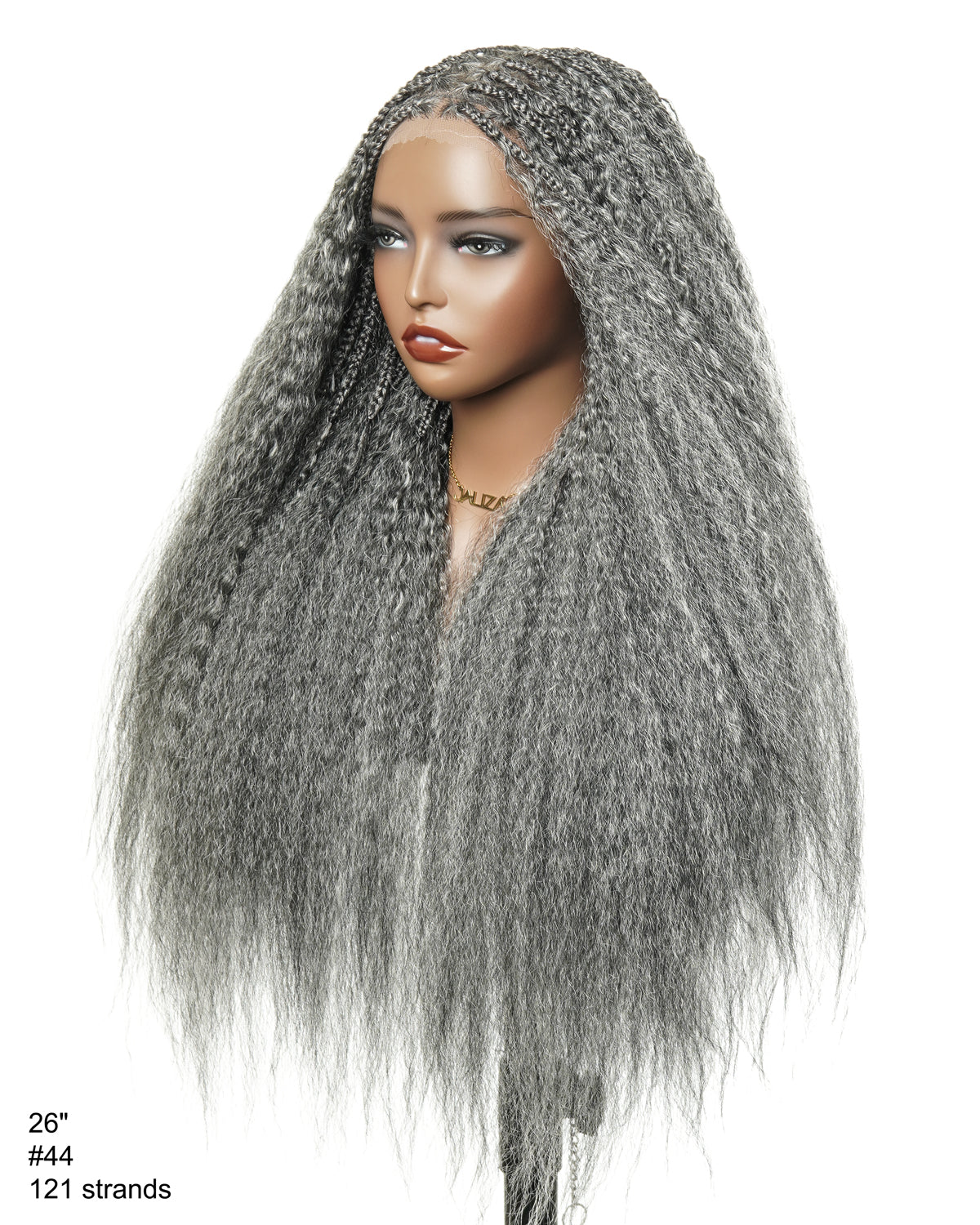 Makeda - 28" Kinky Straight Virgin Human Hair Ultra Full Boho Box Braided Wig