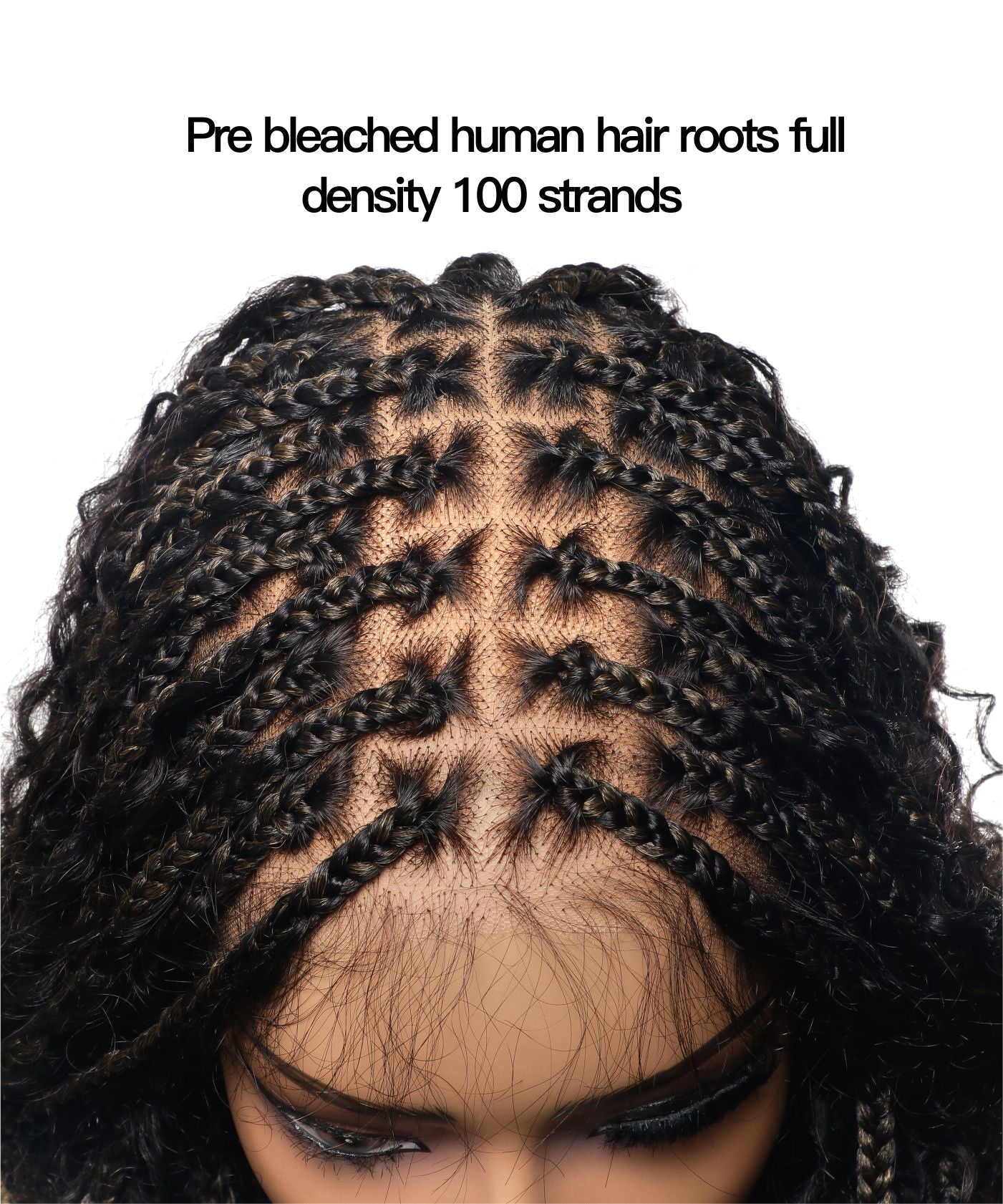 Diane's 36" Pre bleached Human Hair Lace Ombre Boho Box Braided Wig (Extra Full)